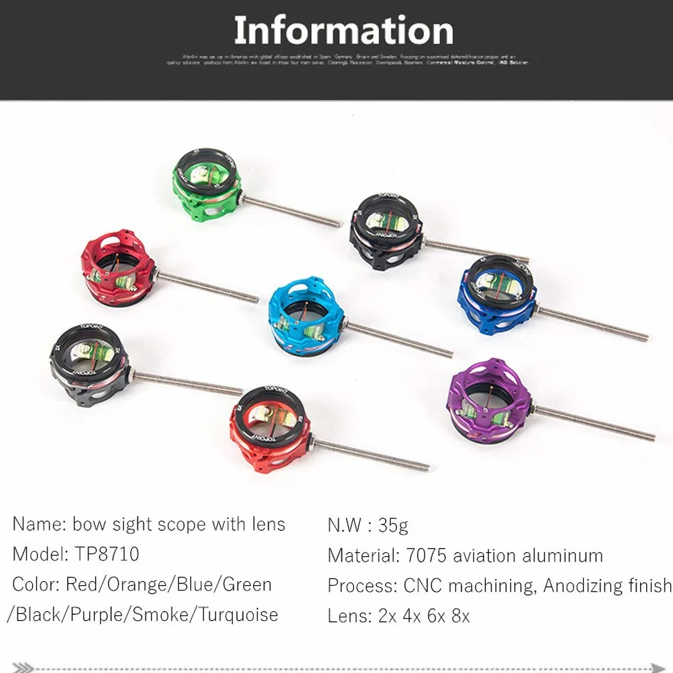 SHARROW Tir à l'arc Composé Arc Visière Scope Bow Sight Pin Viseur à Arc Composé Portée 2X 4X 6X 8X Lentille pour Arc et Flèches
