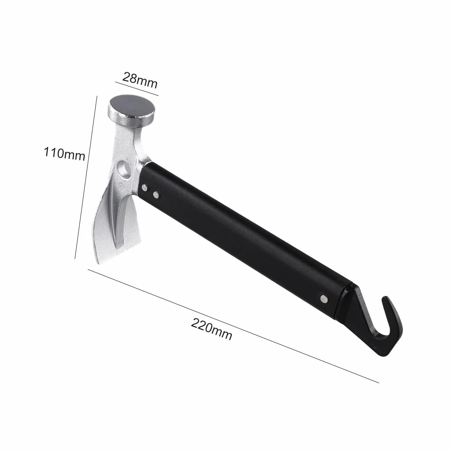 Marteau de camping avec crochet, marteau de tente en aluminium de 22 cm, maillet de camping multifonction avec extracteur de clous pour le camping