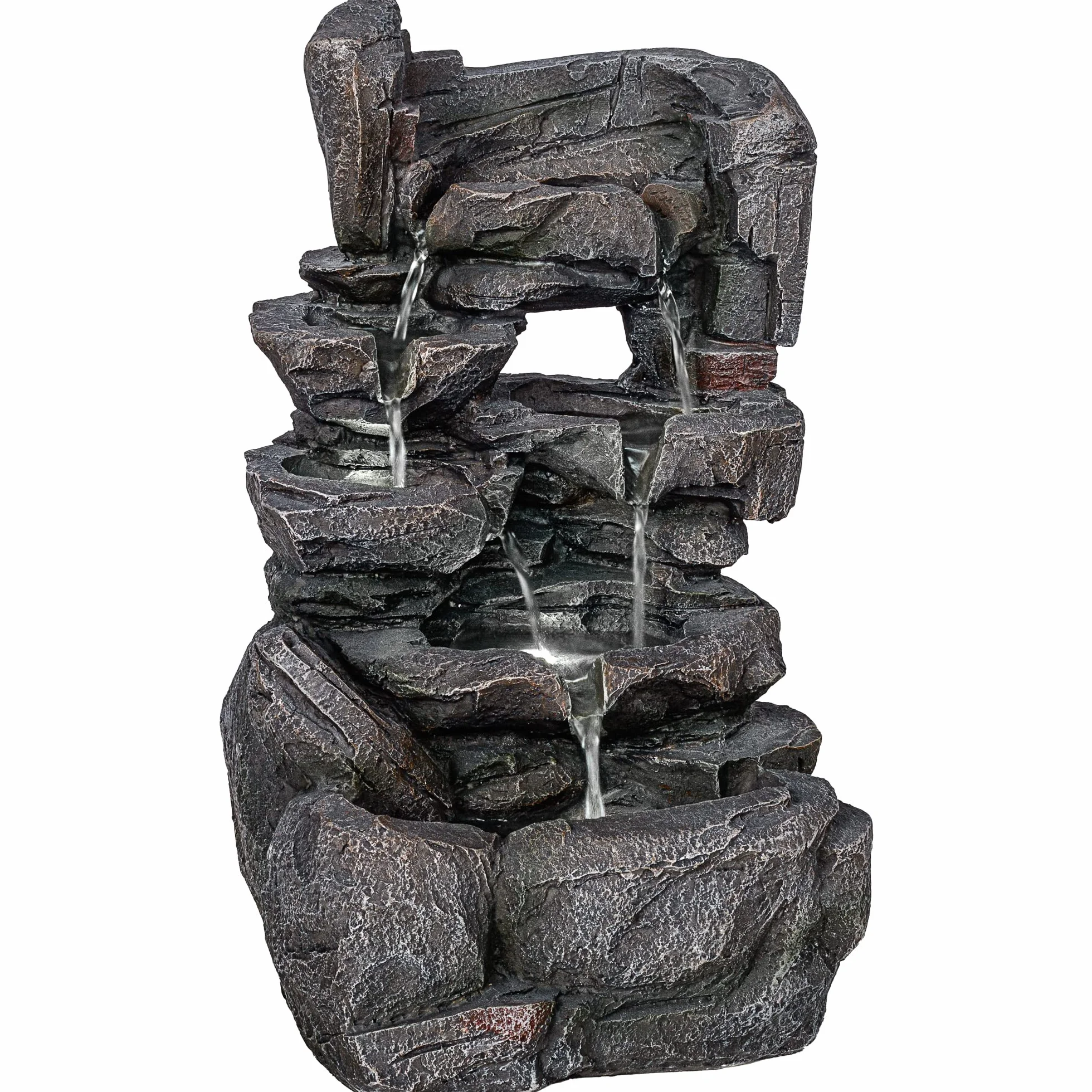 Fontaine de Jardin Cascade en Pierre 47 x 28 x 25 cm avec éclairage LED Pompe Incluse