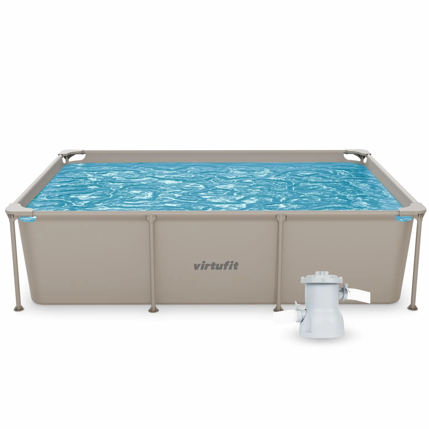 VirtuFit Piscine Beige 260 x 180 x 66 cm Ronde Komplettpaket