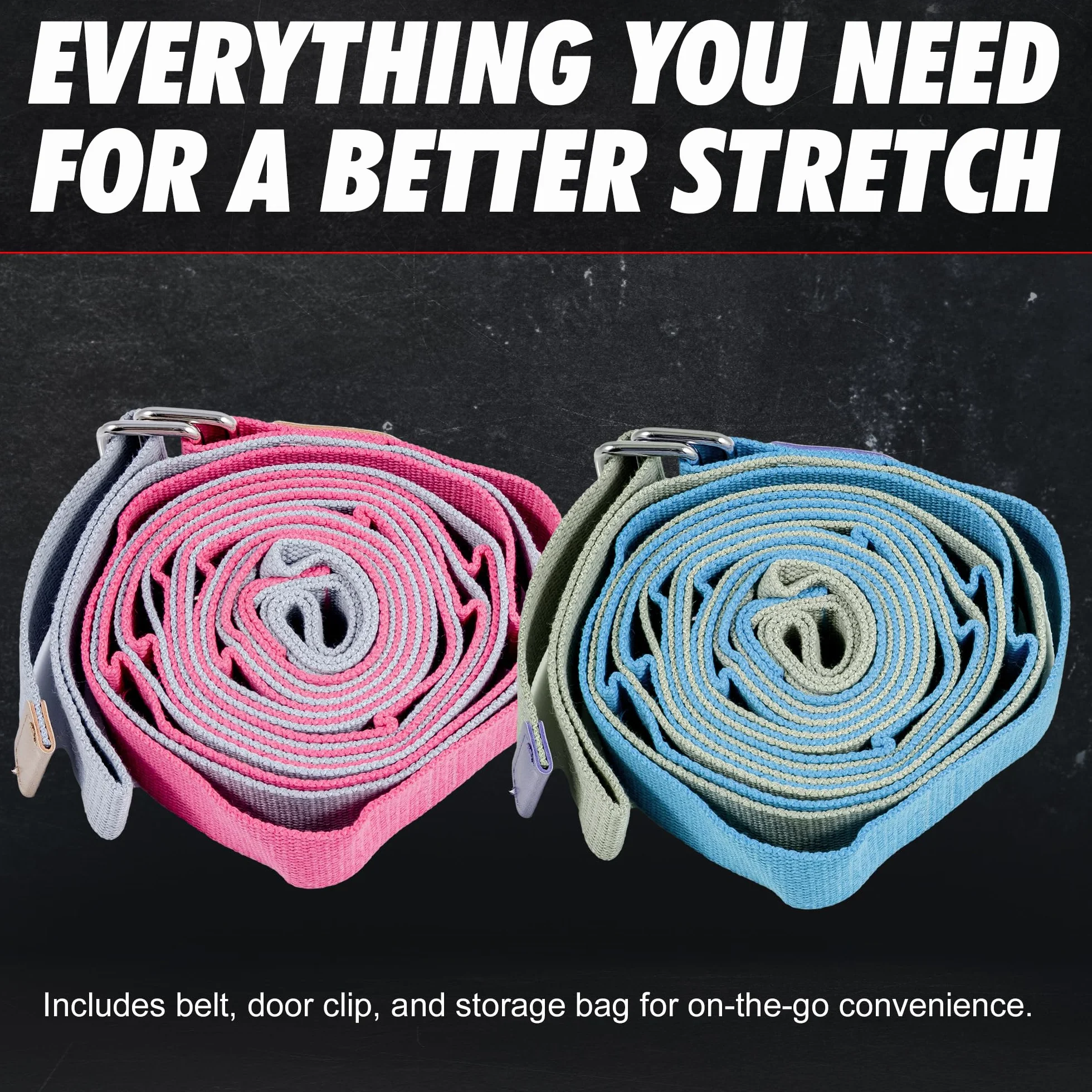 Sangle de Yoga 300 cm avec Crochet de Porte, Ceinture de Stretching pour Étirement des Jambes, Yoga, Ballet, Pilates et Arts Martiaux – Sangle d’Entraînement avec Boucles Ajustables