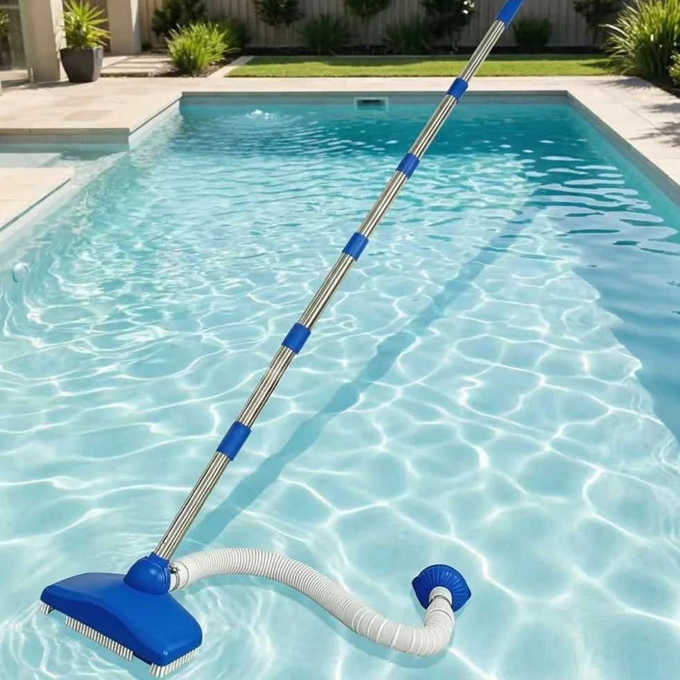 Aspirateur de Piscine avec Tuyau Rétractable 350 cm, Tige Télescopique 230 cm, pour Piscine, Jacuzzi, Spa