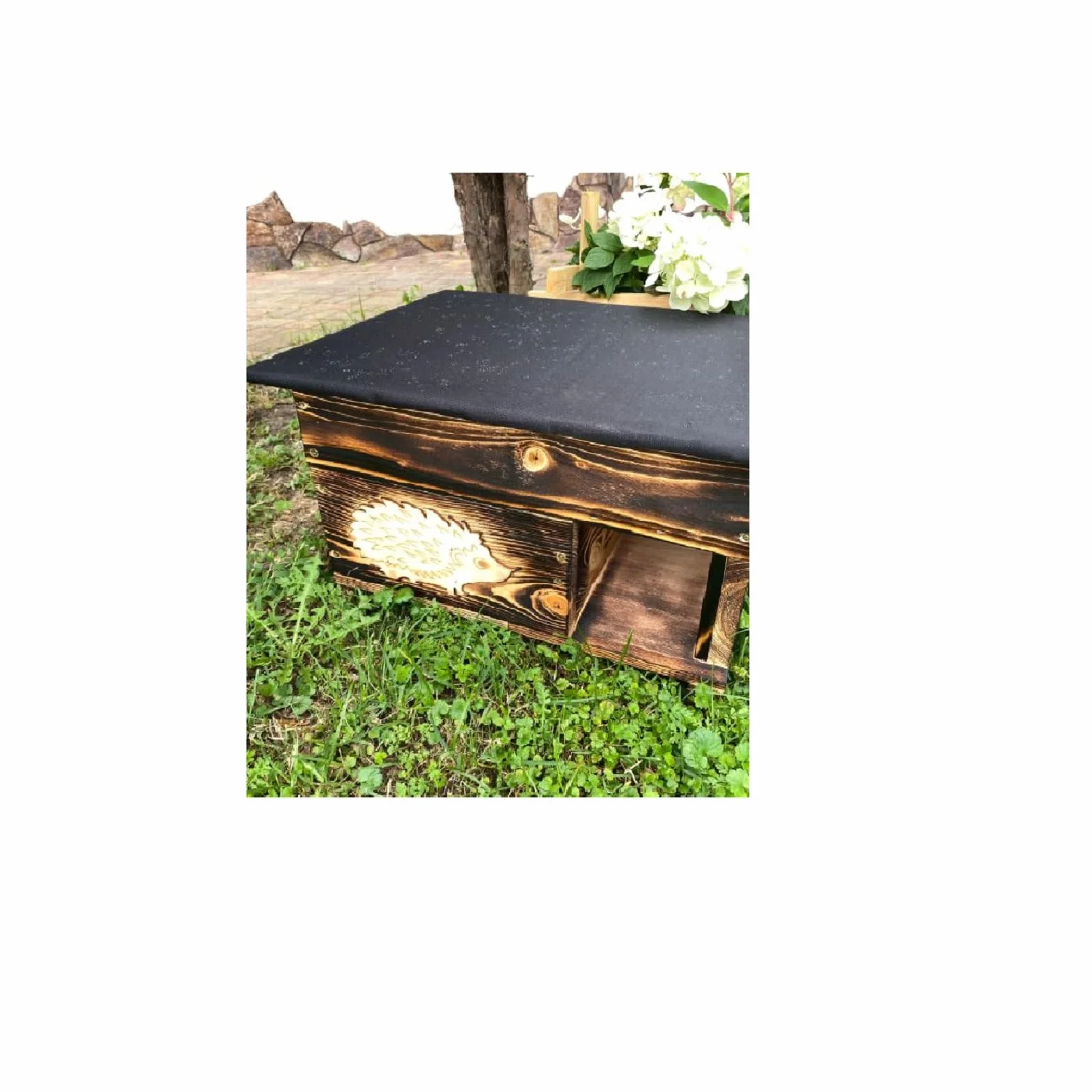 QLS Abri pour hérisson en bois 40 x 50 x 30 cm avec toit amovible résistant aux intempéries