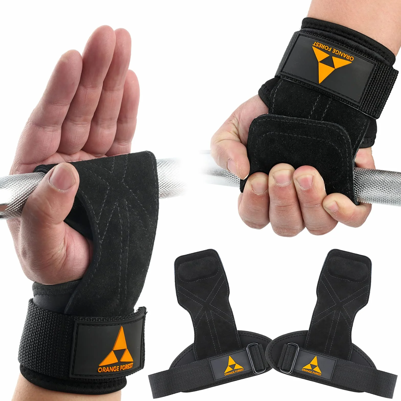 Sangles de poignet d'haltérophilie en cuir double couche avec rembourrage néoprène pour soulevé de terre et traction