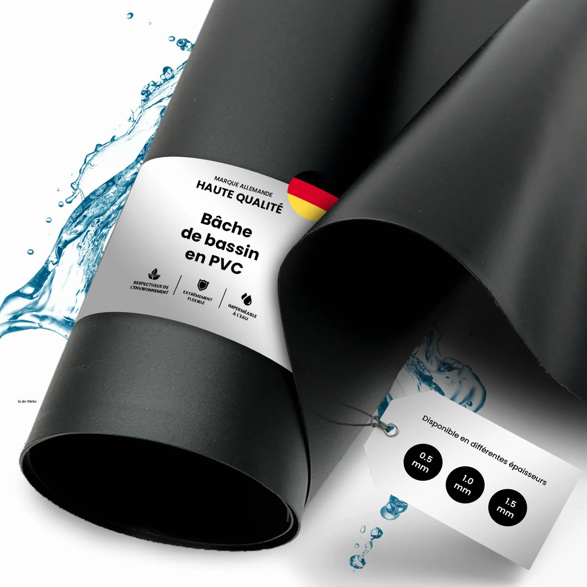 TeichVision bache Bassin PVC Noir 1 mm 6 m x 6 m