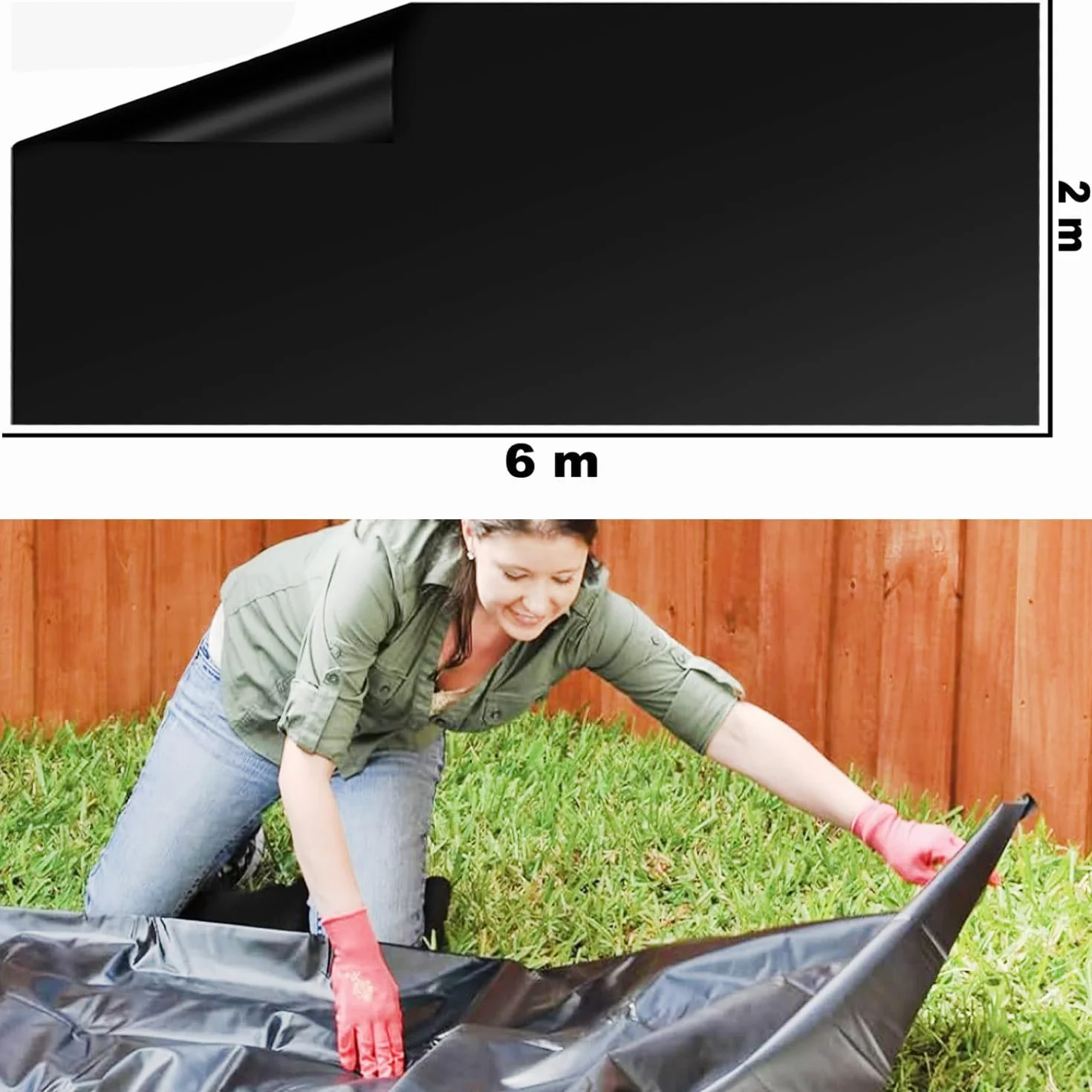 Bache Bassin 2 x 6 m Noire Agricole Exterieur Réutilisable pour Jardin Serre