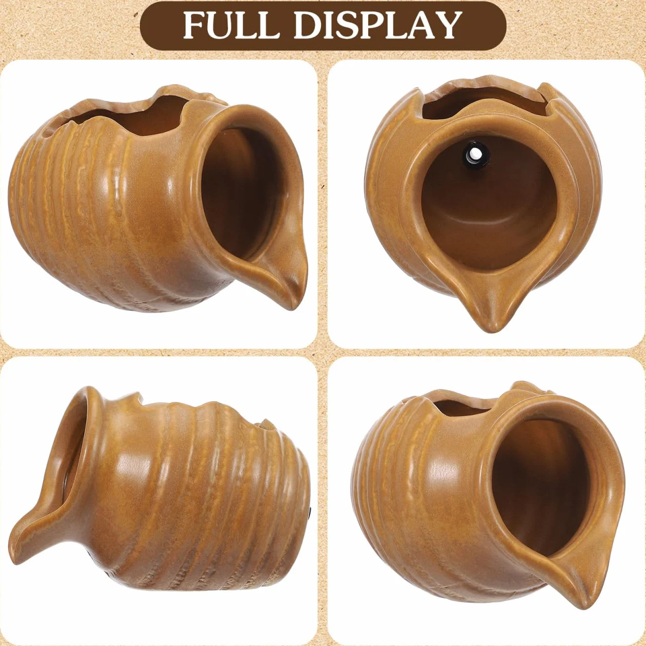 Pot Céramique pour Fontaine à Eau 12.4cm Brun Clair