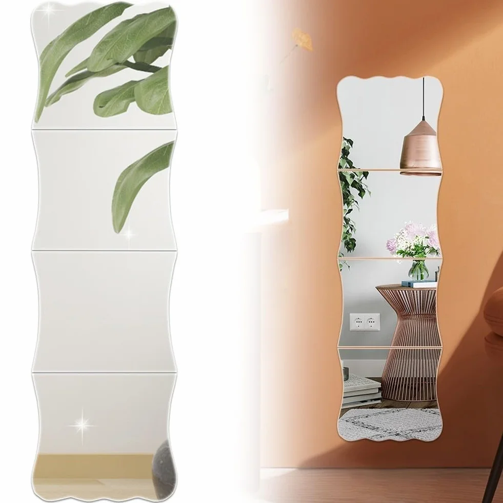Lot de 4 miroirs décoratifs en acrylique pour esthétique murale personnalisable