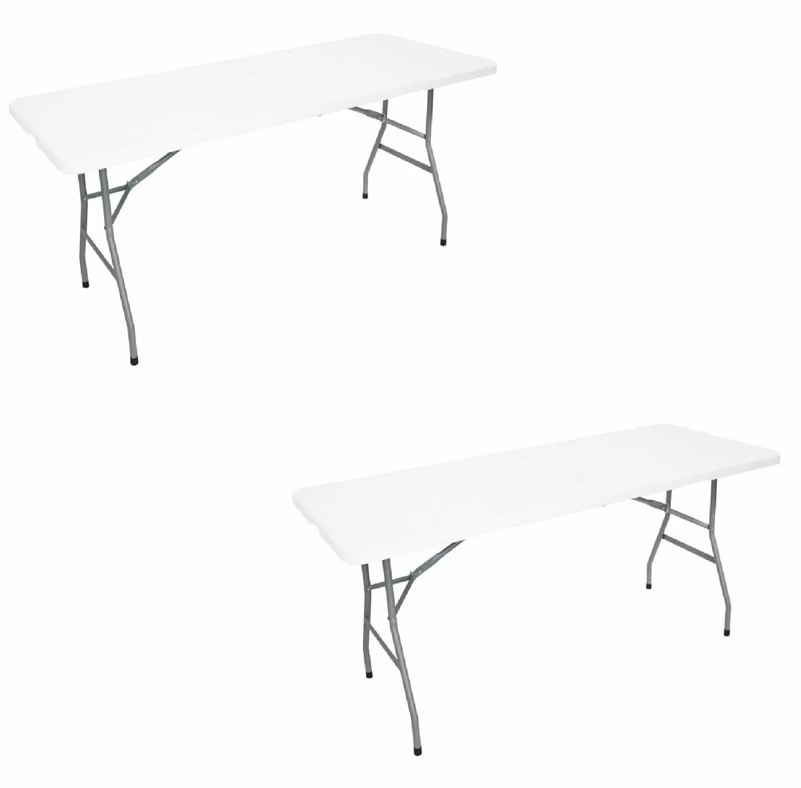 Table Camping Pliante 180CM Rectangulaire pour 6/8 Personnes - Lot de 2 Blanc