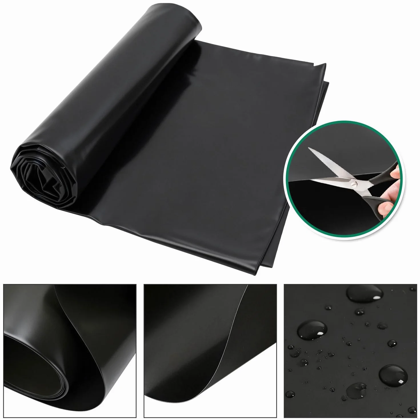 Bâche pour bassin 2 x 3 m Noir 0,5 mm Polyéthylène haute densité Protection UV