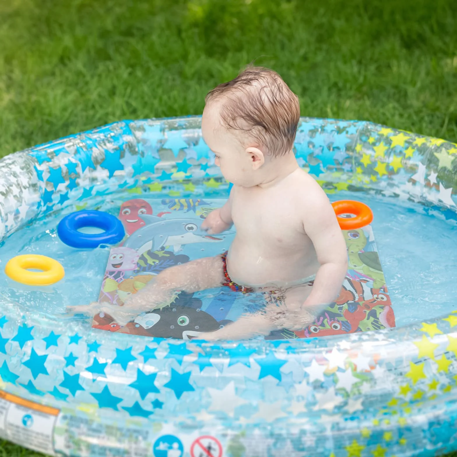 Tapis de Douche Antidérapant 53x53cm PVC pour Bébé, Lavable en Machine