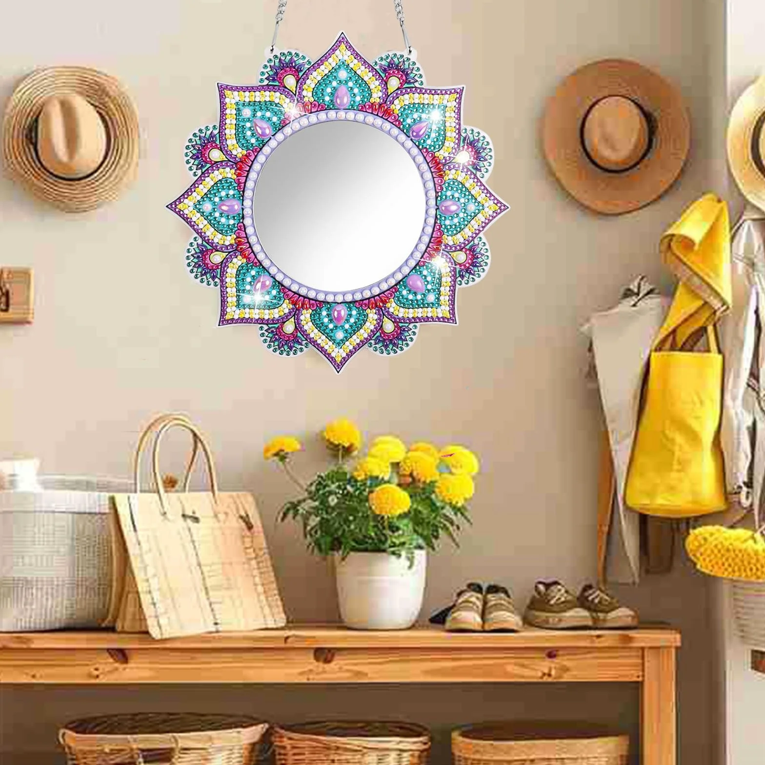 5D Diamond Painting Mirror pour Enfants Filles 6-12 Ans Décoration Chambre