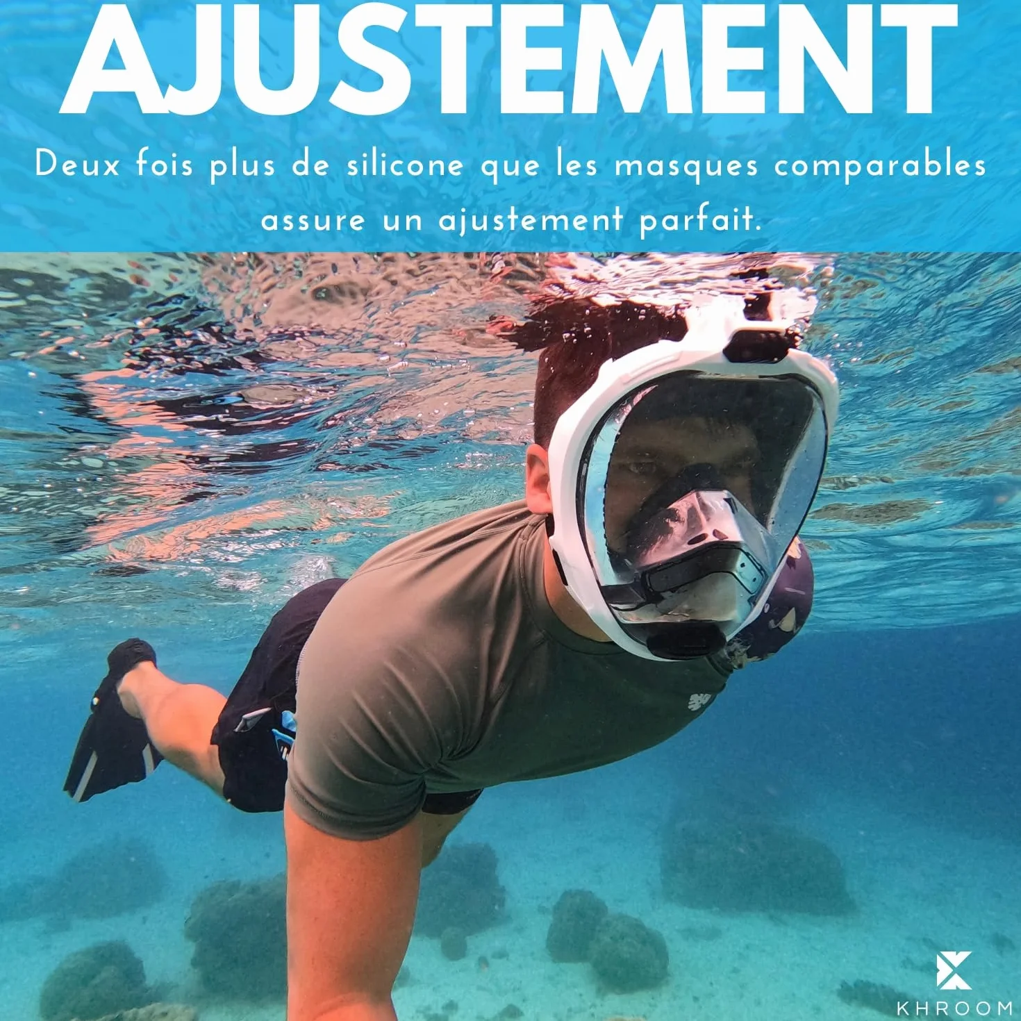 Khroom Masque de Plongée Intégral Seaview Pro Snorkeling Plein Visage Adulte sans Risque CO2