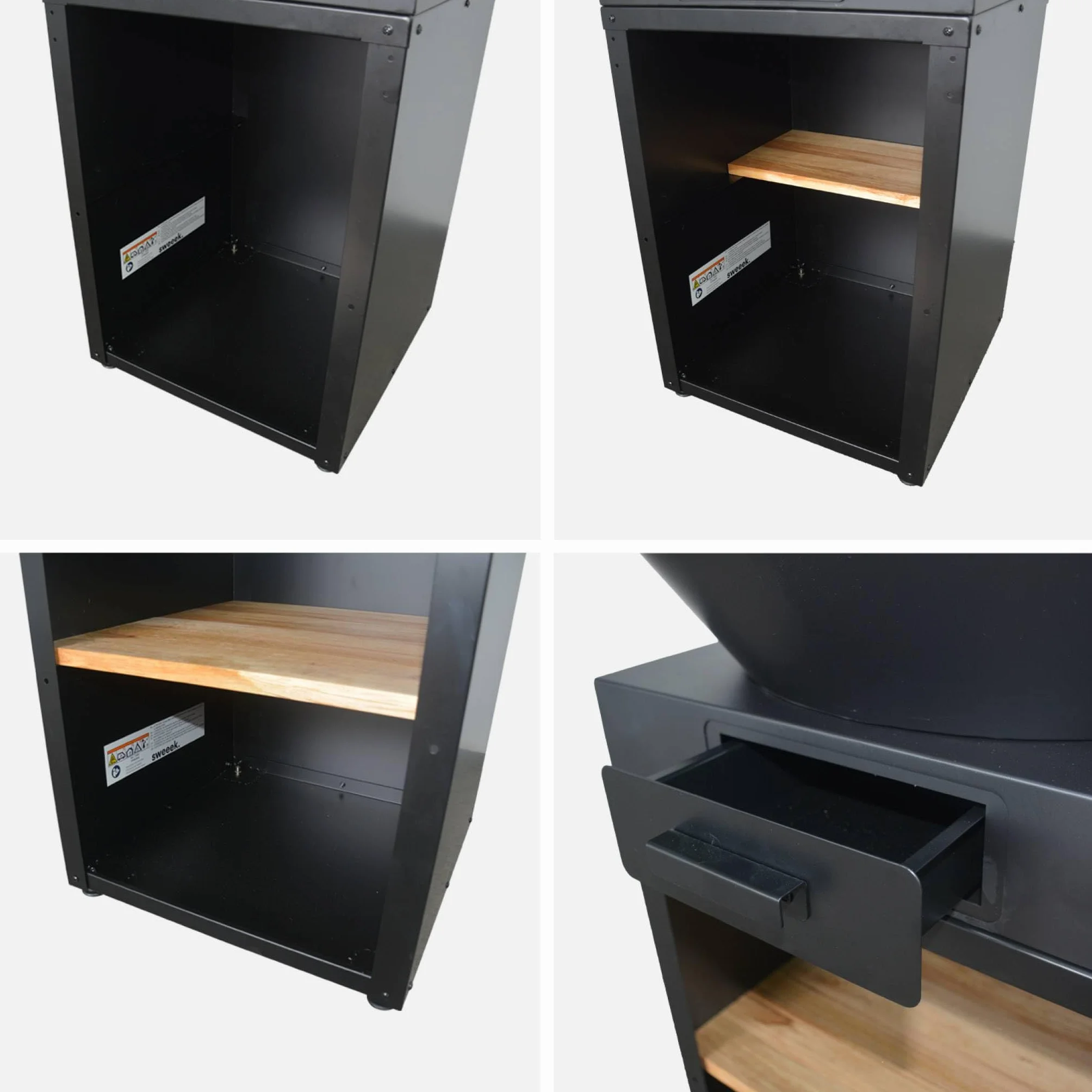 Sweeek Brasero Barbecue Ø81.5cm avec Grille de Cuisson et Espace de Rangement