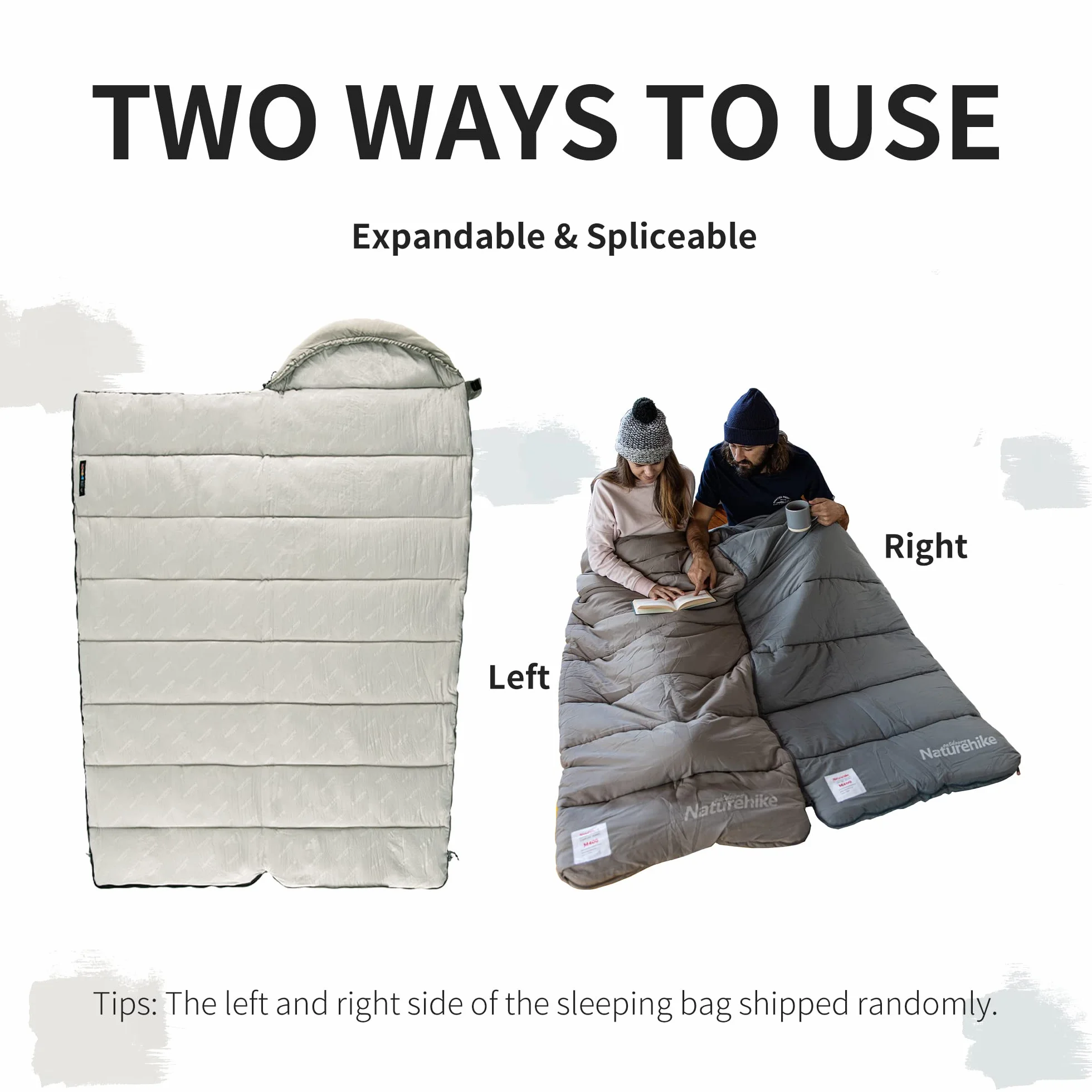 Naturehike Sac de Couchage À Capuche en Coton, 3 Saisons, Léger, Portable et Épissable, Rempli de Coton de Haute Qualité M180/M300, Adapté pour la Randonnée, Le Camping, L'alpinisme, en Intérieur