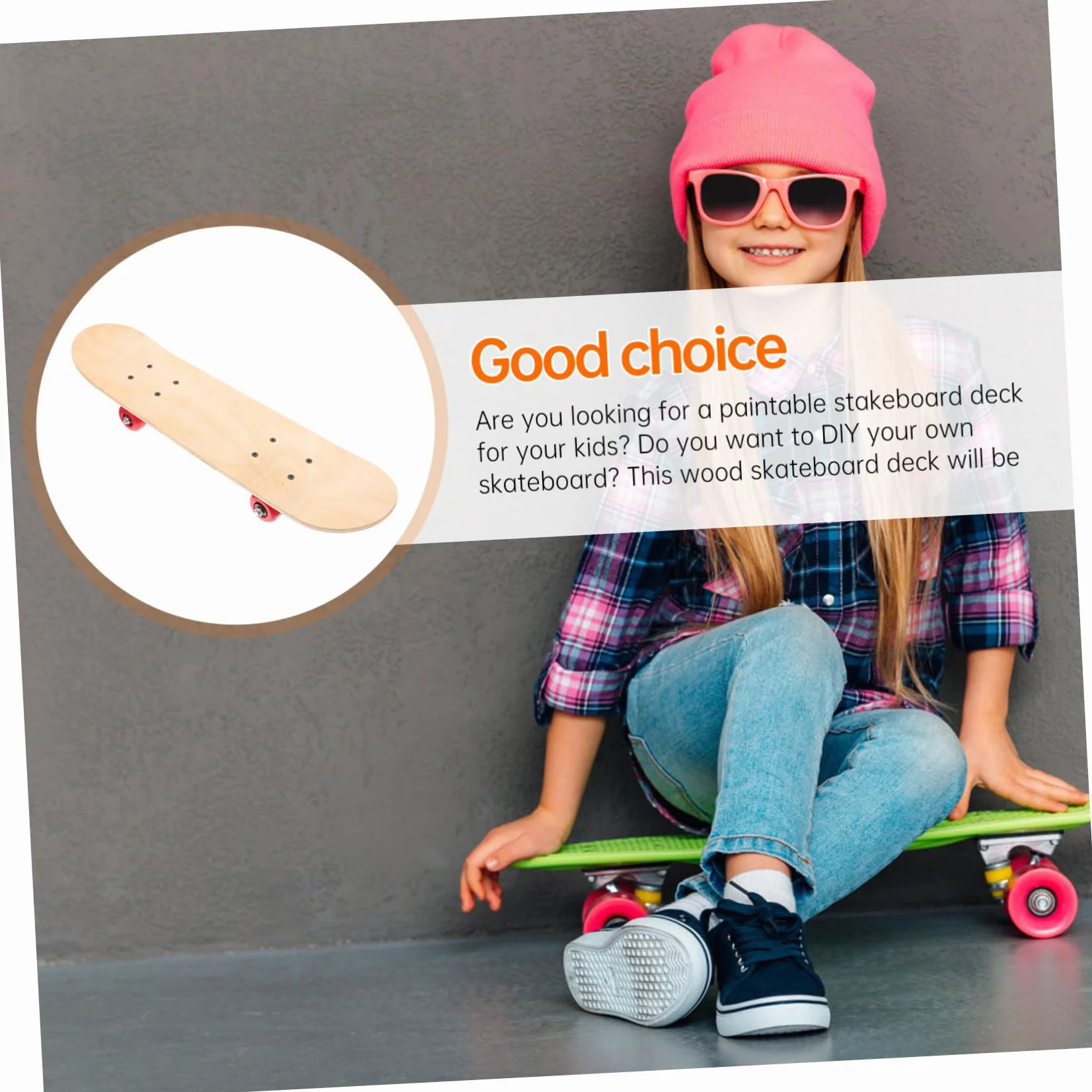 HANABASS Planche De Skateboard Vierge DIY Graffiti pour Customisation Et Peinture CréAtive Enfants Et Adultes, 58.5X14.6X8 CM