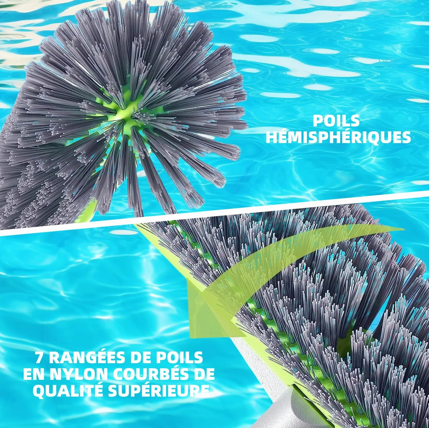 Balai Brosse Piscine Liner 45cm Tête Détachable Poignée Aluminium EZ Clip