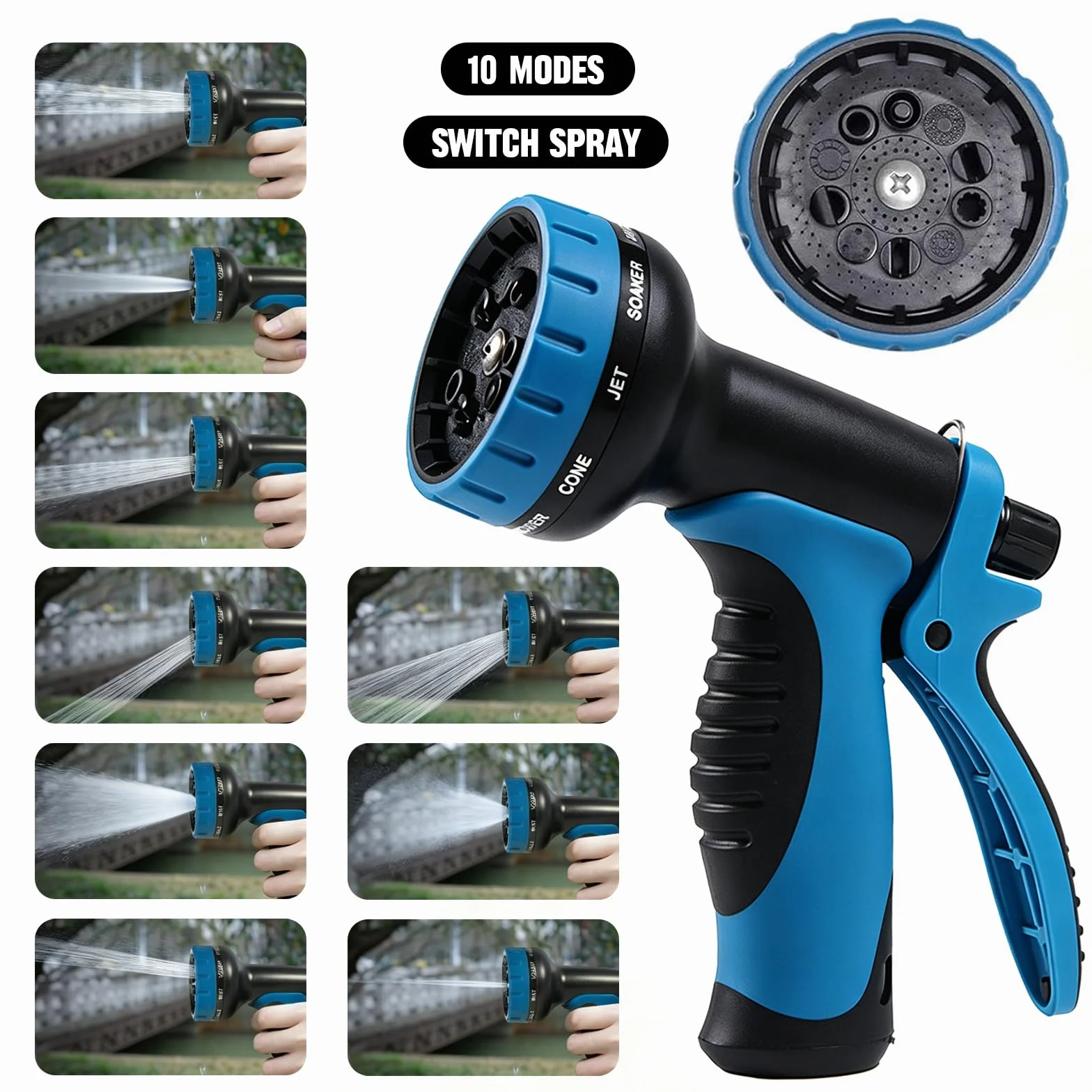 Lance d'arrosage 10 fonctions Tuyau Arrosage Extensible 30m 22.5m 15m Raccords Métalliques 1/2" 3/4" Jardin