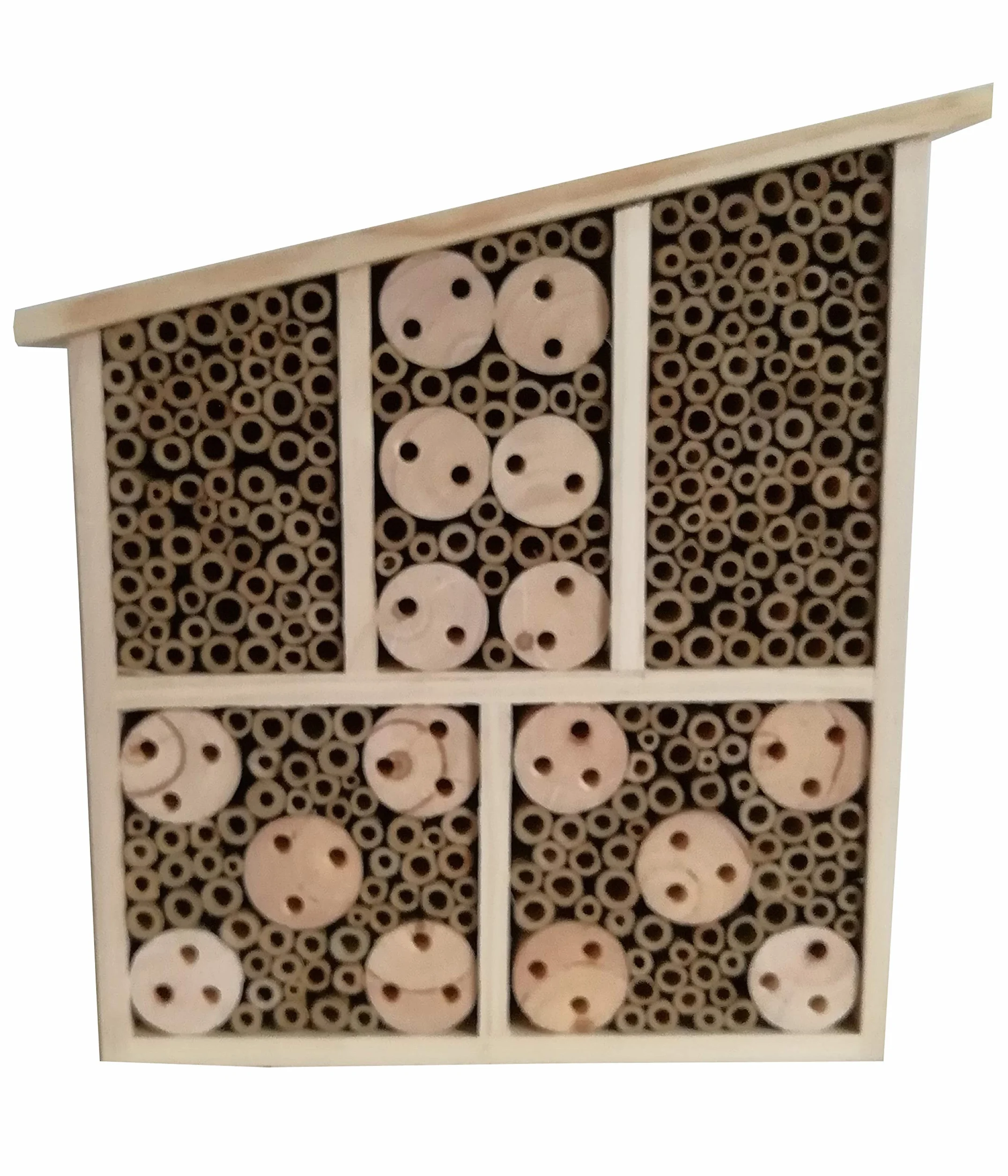 Dehner Natura Osmia Hôtel à Insectes 32 x 9 x 30 cm Bois de pin Sapin Bambou contreplaqué Naturel