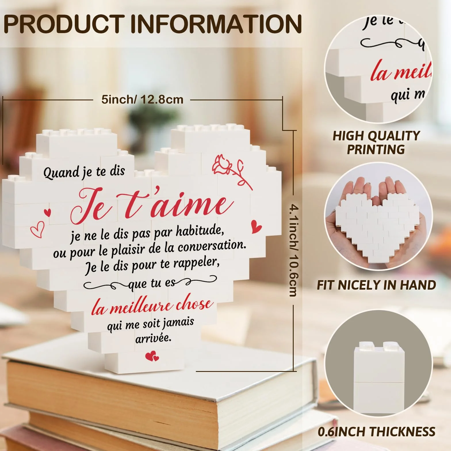 Plaque Cœur Cadeau Amoureux Couple Original Noël Anniversaire Mariage Saint Valentin