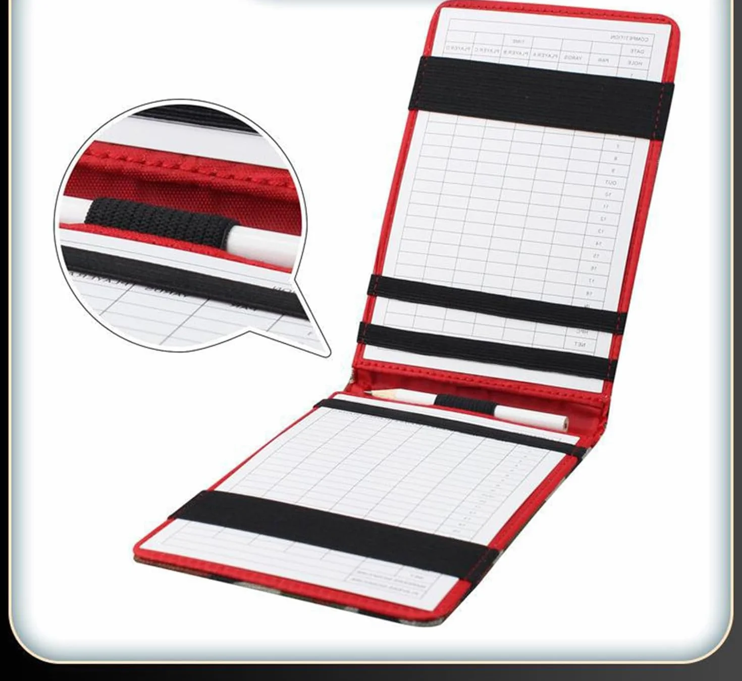 Porte-carte de score de golf en cuir synthétique motif crocodile avec boucle