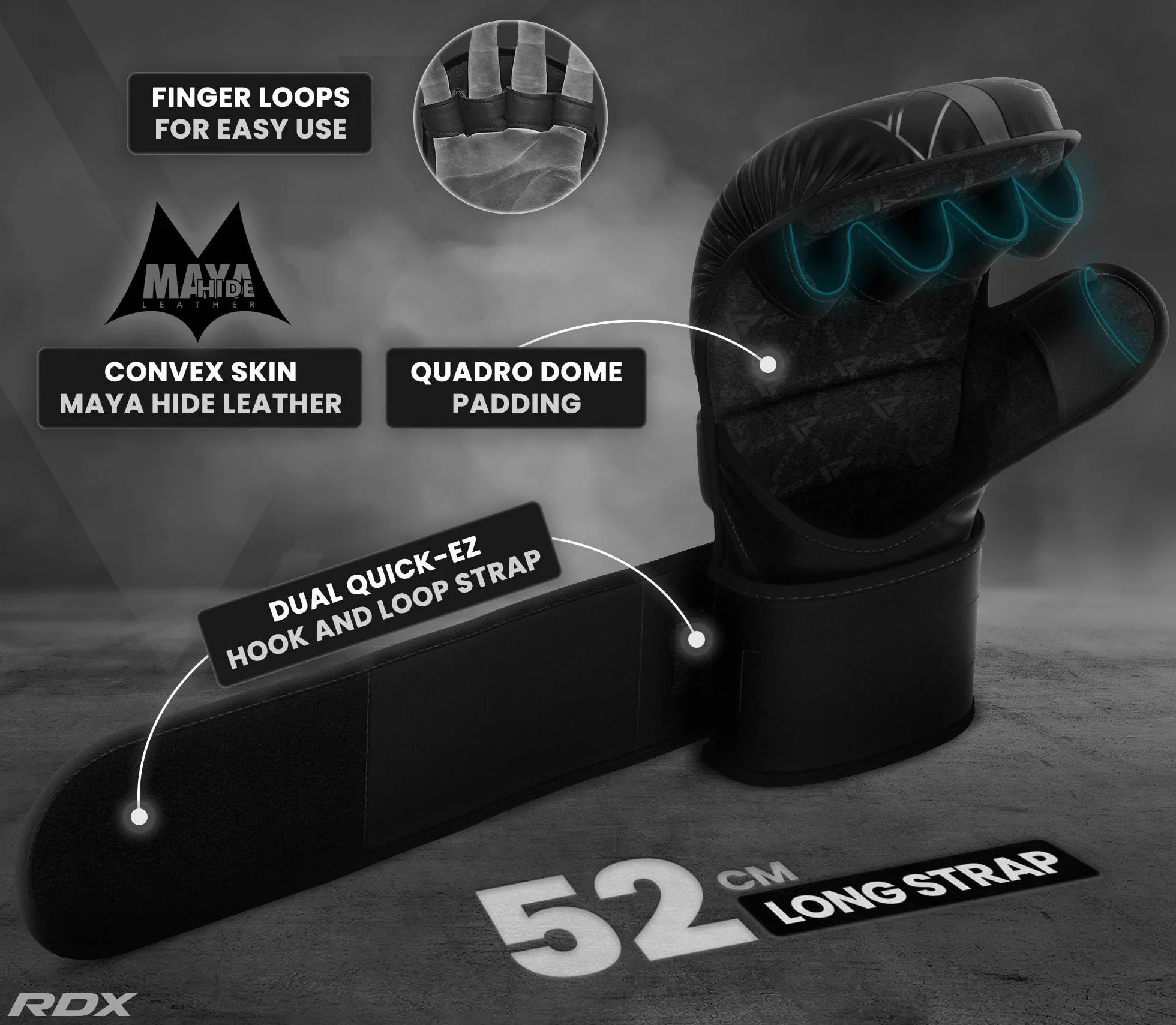 RDX MMA Gants d'entraînement, Maya Hide Cuir, Kara Mitaines Boxe Grappling Sparring, Protection Poignet Main, Arts Martiaux Kickboxing Muay Thaï Combat de Cage Gloves, Hommes Femmes