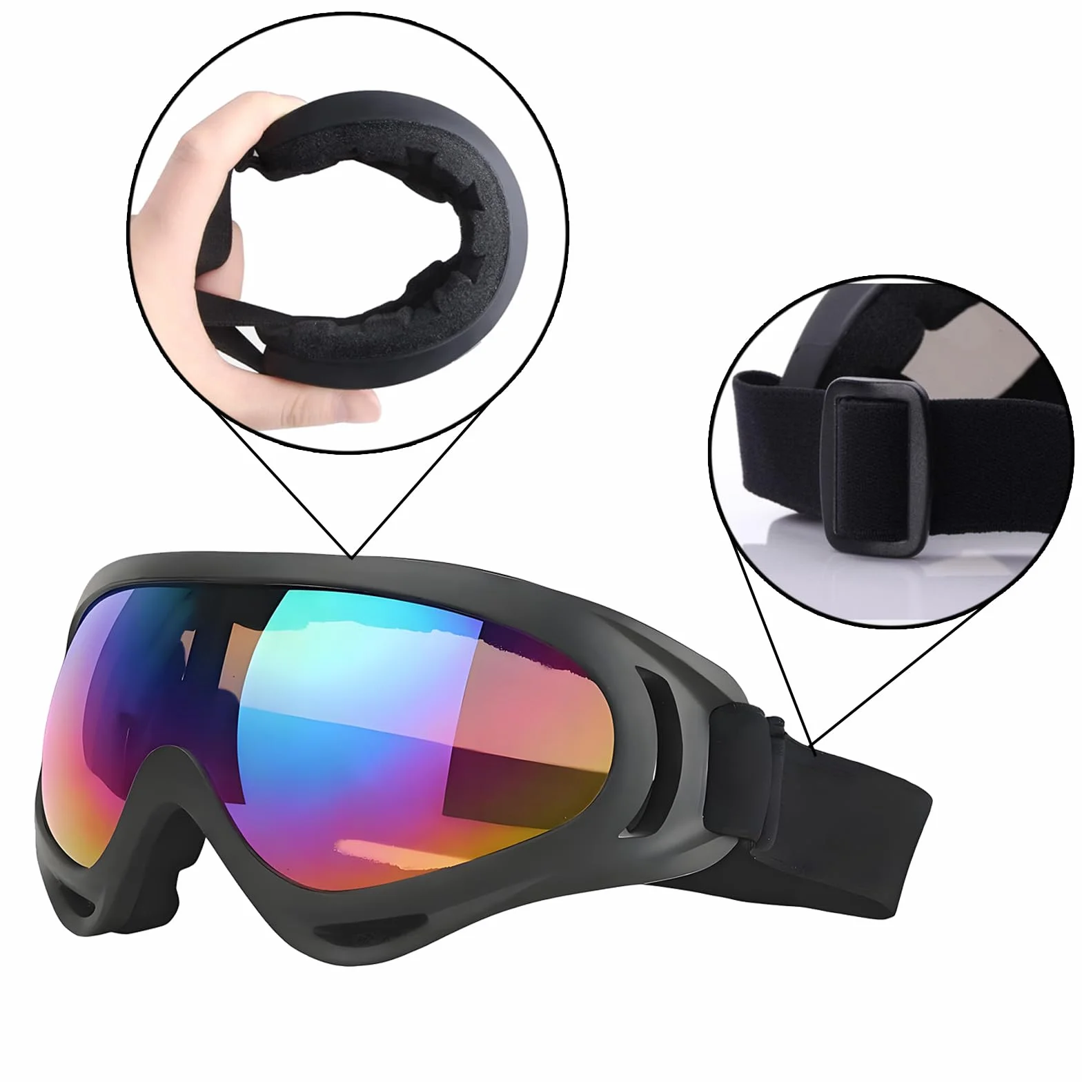 Lunettes De Ski 2 Pièces Masques De Snowboard Motoneige Moto Rembourrage En Mousse Hommes Femme