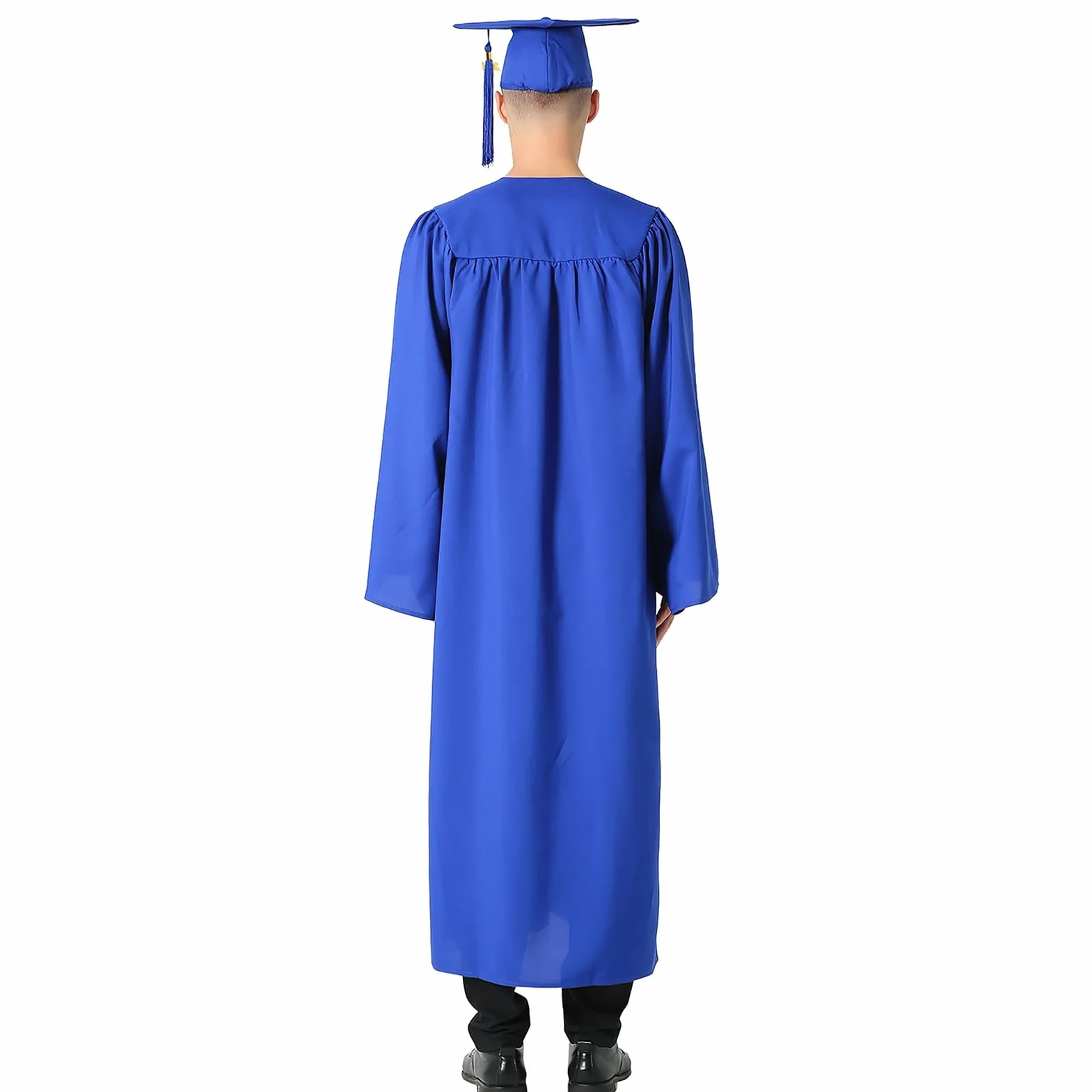 Graduation Blow Cap Ensemble Bachelor Uniforme avec chapeau V Neck Longueur Longueur à manches longues robe académique pour les étudiants en arts libéraux