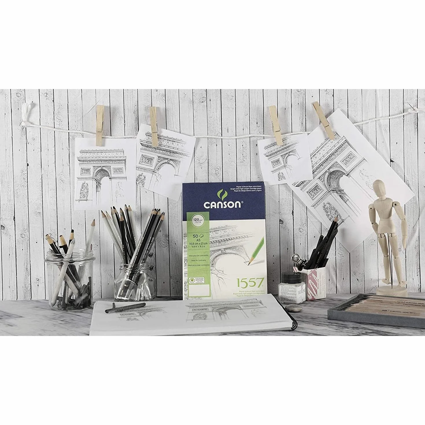 CANSON 1557 Bloc dessin A4 180g/m² 30 feuilles