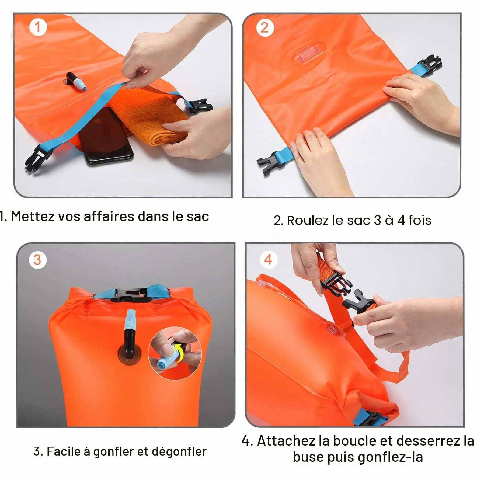 Bouée de Natation avec Sac Etanche 20L,Swim Buoy, Bouée de Natation Triathlon, Nager Bouée pour Nageurs et Triathlètes à l'extérieur, Flotteur de Nage Gonflable Très Visible.