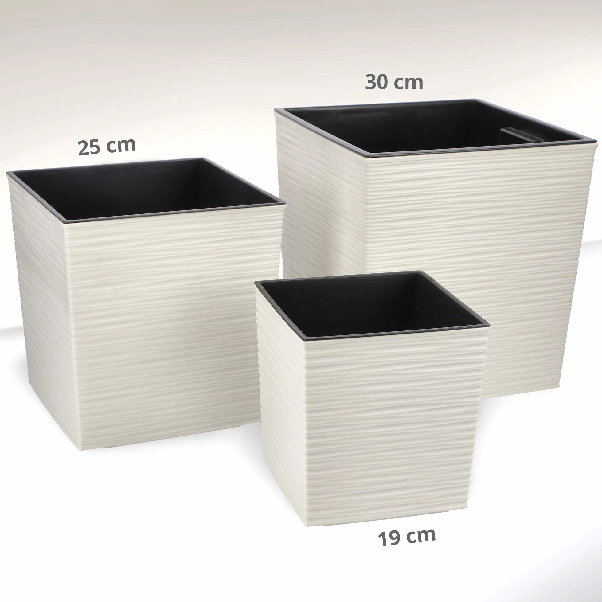 KADAX Jardinière Carrée 30.5 cm Crème Pot de Fleurs Plastique Intérieur Extérieur