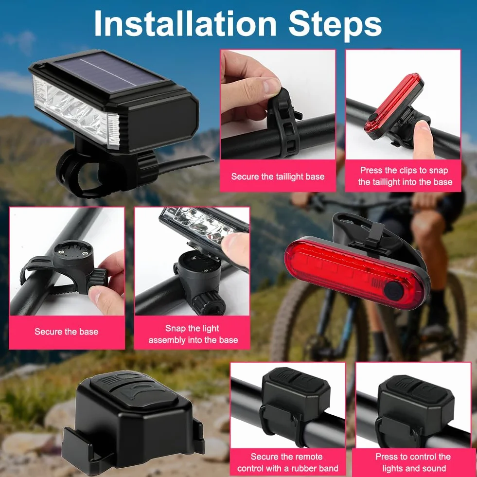 Lumiere Velo Avant et Arrière, Éclairage Avant et Arrière pour Vélo Rechargeable USB, Lampe Velo LED Lumineux, 5+4 Modes pour VTT Course Cycliste Trotinette Électrique