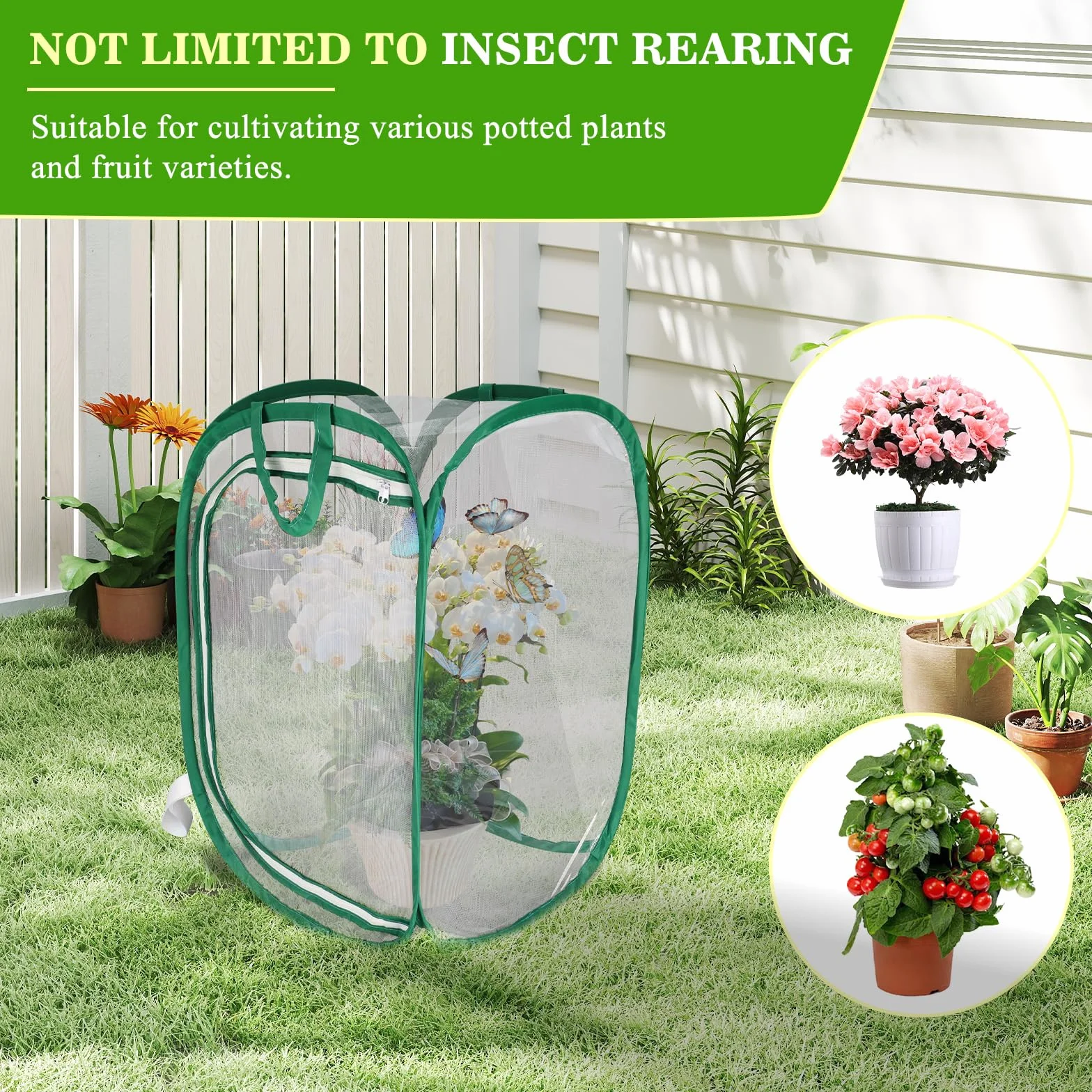 Cage à insectes pliable 40,6 x 40,6 x 61 cm habitat papillon couverture en maille pour plantes