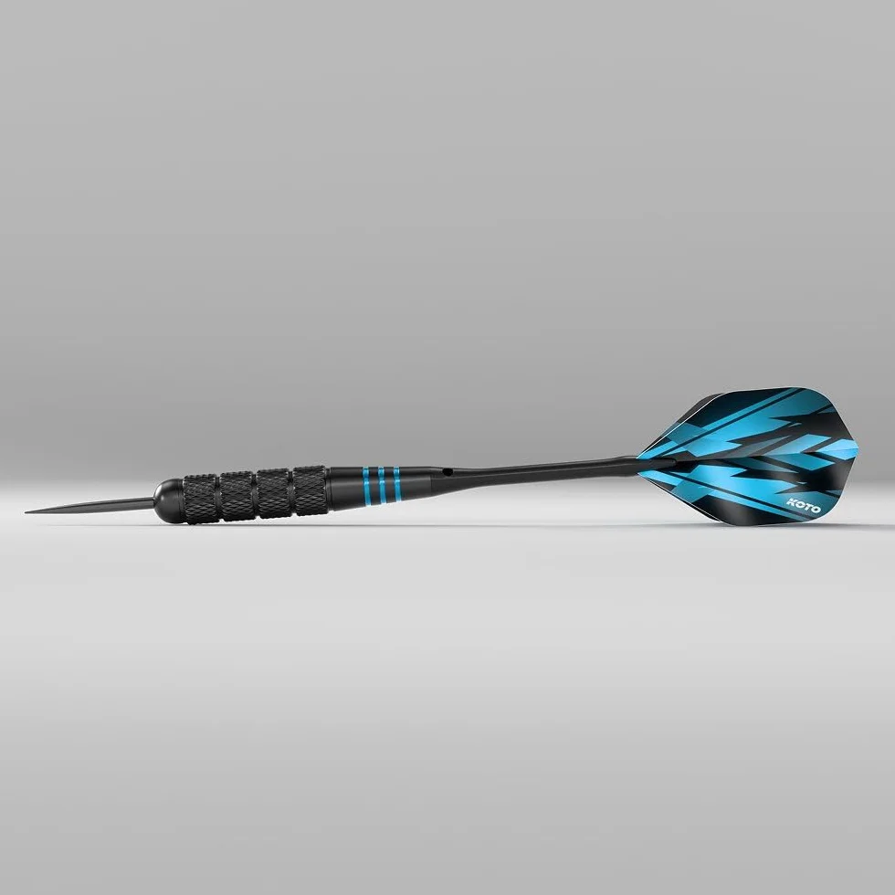 KOTO - Brass Multiset, 12 Darts Fléchettes en Laiton Revêtu Noir (23 G.), 4 Sets Flights (100 Microns), Shafts, Étui