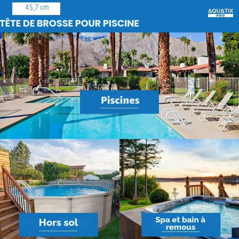 Aquatix Pro Brosse de Nettoyage pour Piscine 18" Aluminium Premium Tête de Brosse Heavy Duty
