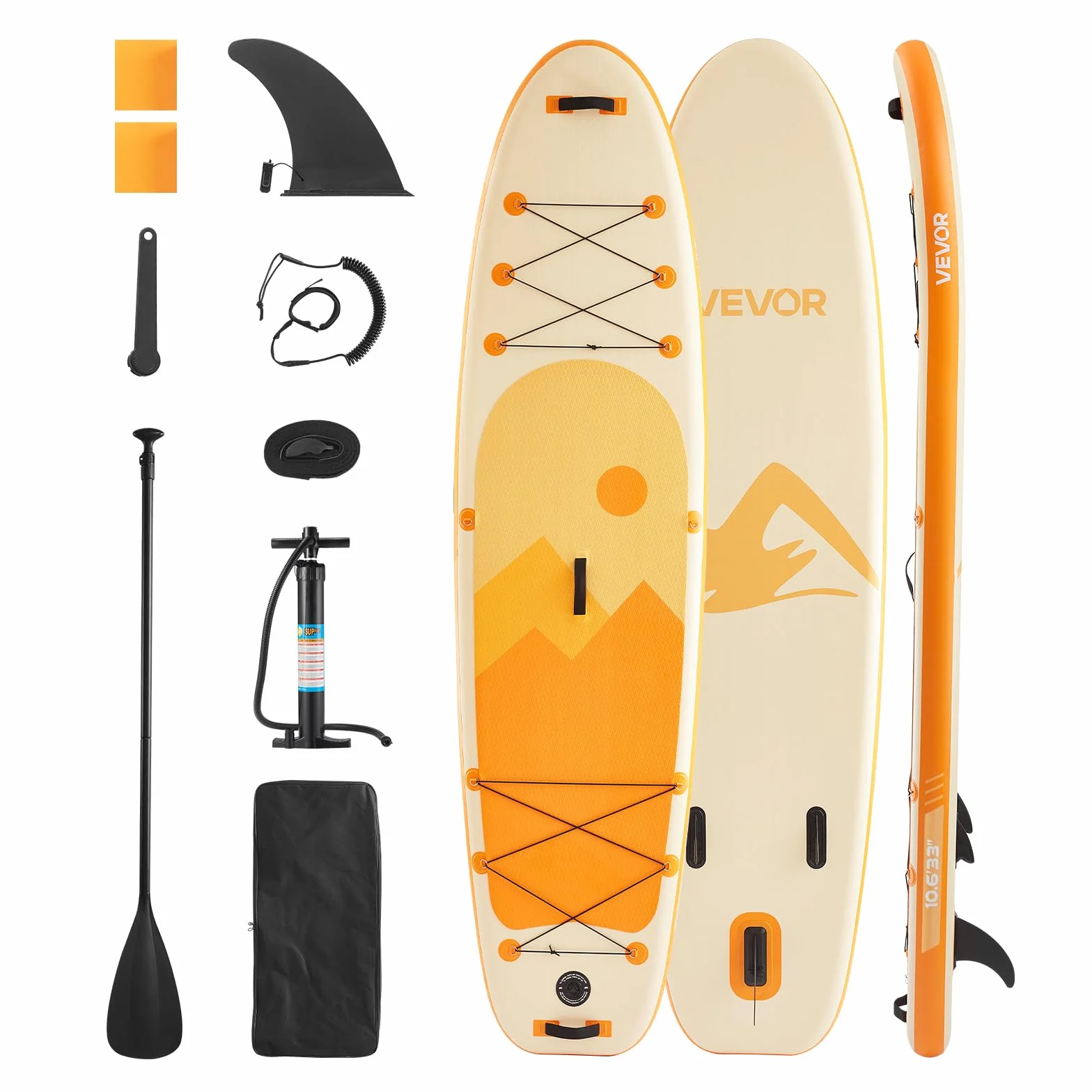 VEVOR Paddle Gonflable, Planche à pagaie Debout Sup, Ultra-légère, avec Accessoires de Pompe, pagaie, aileron, Sac à Dos, Laisse de Cheville, Sangle