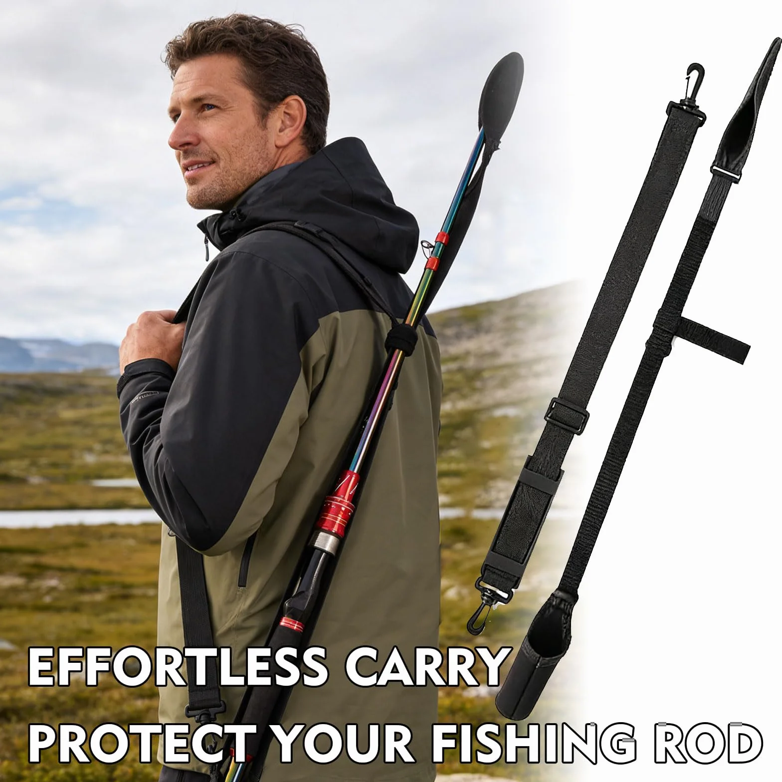 Protection de canne à pêche réglable en néoprène robuste pour transport sécurisé (2)