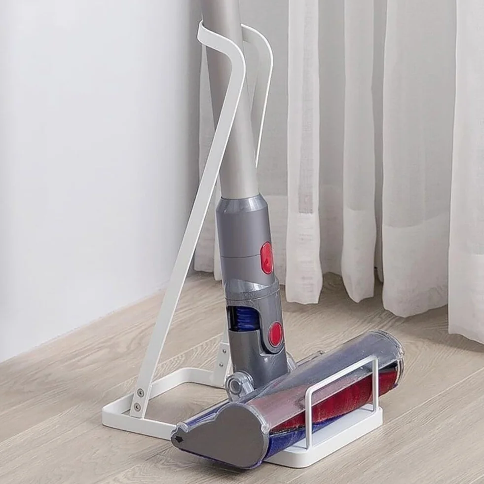 Support de rangement pour aspirateur sans perçage, base en acier au carbone, support de sol robuste compatible avec V6, V7, V8, V10, modèles sans fil, noir et blanc, utilisation dans un placard à la