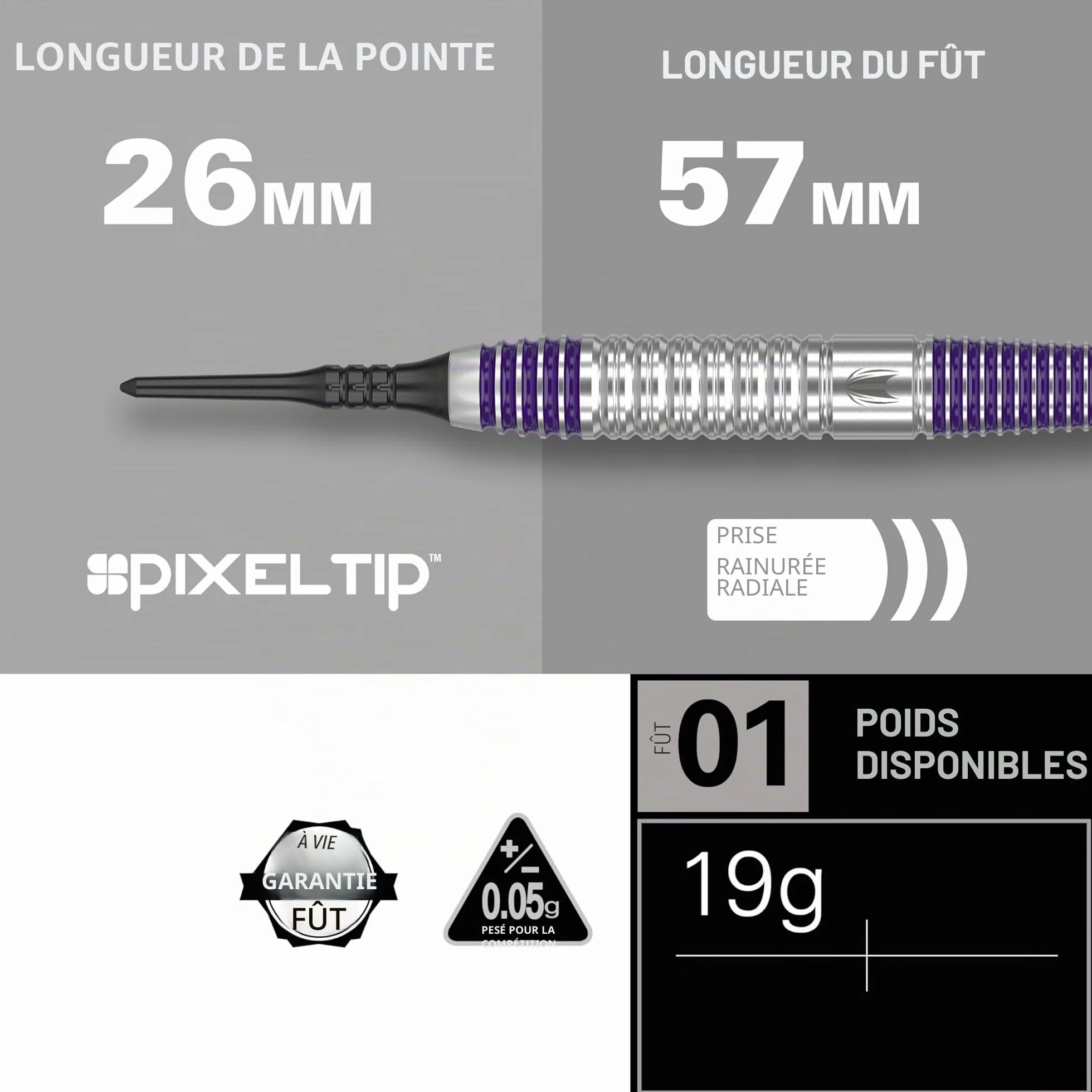 Target Darts Luke Littler Ensemble de Fléchettes à Pointe Souple en Laiton - Fléchettes à Pointe en Pixel 19G, Ensemble de Fléchettes The Nuke Player Edition, Flights de Fléchettes, Flèches et Étui