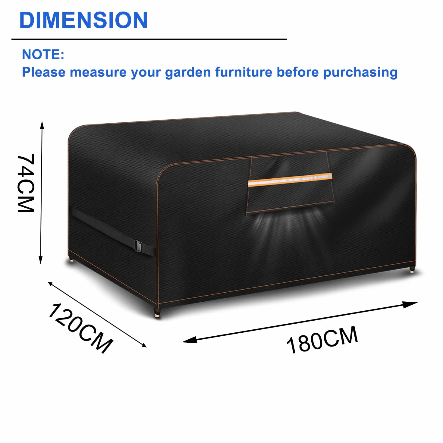 Housse Table Jardin 420D Oxford Protection Exterieur 180x120x74CM Impermeable Résistance Vent