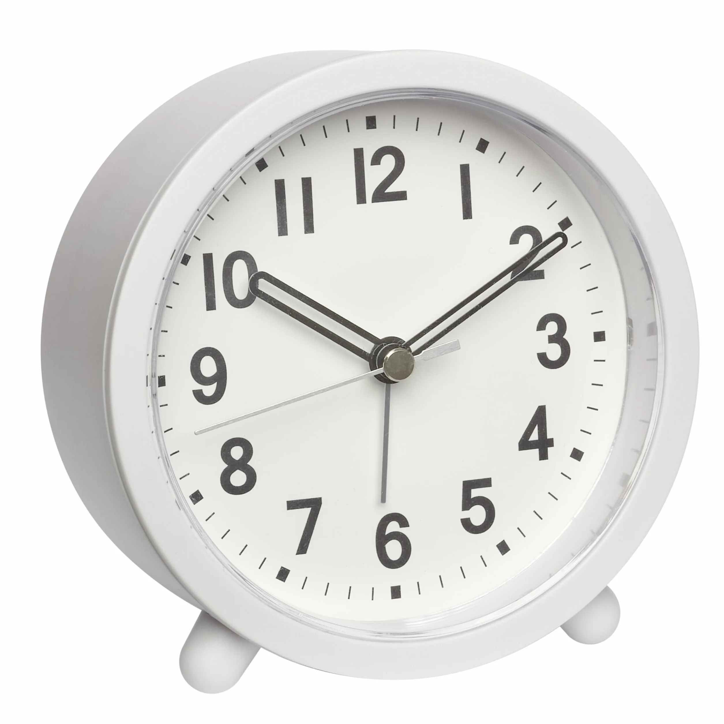 TFA Dostmann Réveil Matin analogique 60.1043.02 sans tic-tac rétroéclairage Silencieux Piles Horloge de Table Alarme Snooze Style rétro Blanc
