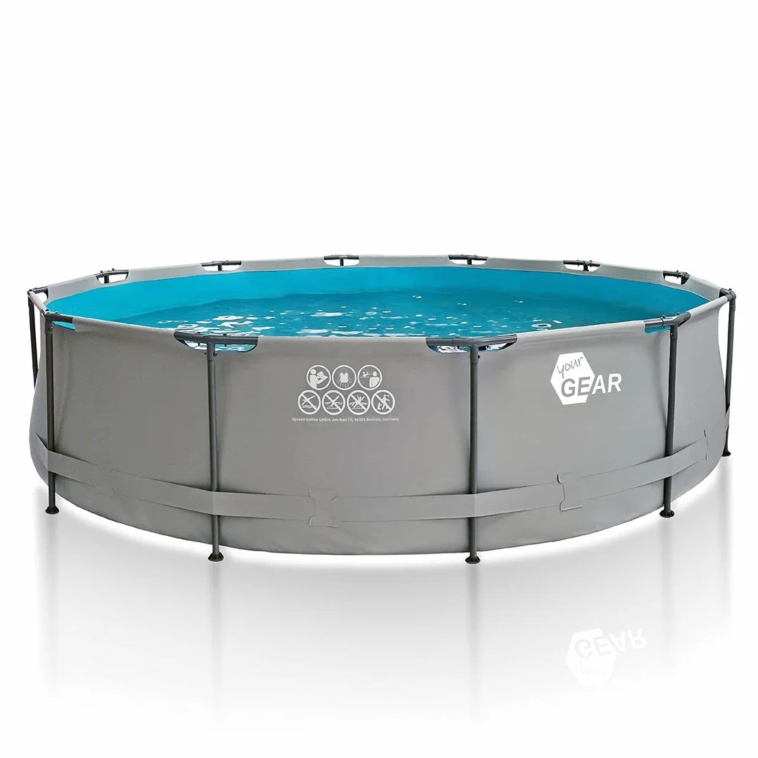yourGEAR Piscine familiale acier renforcé Ø 457 x 100 cm Gris