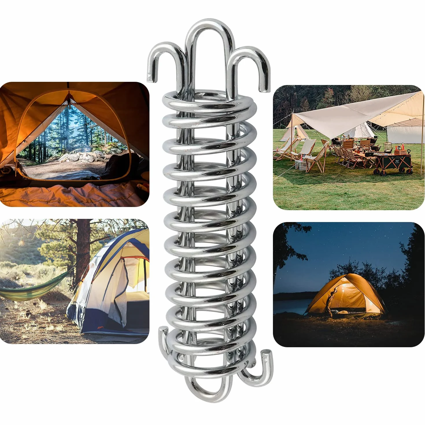 Ressort en Acier pour Auvent Boucles à Ressort pour Tente 4 Pièces Ressorts De Tension pour Tente De Camping Voile D'Ombrage Auvent pour Le Camping en Plein Air Randonnée Voyage Pique Nique