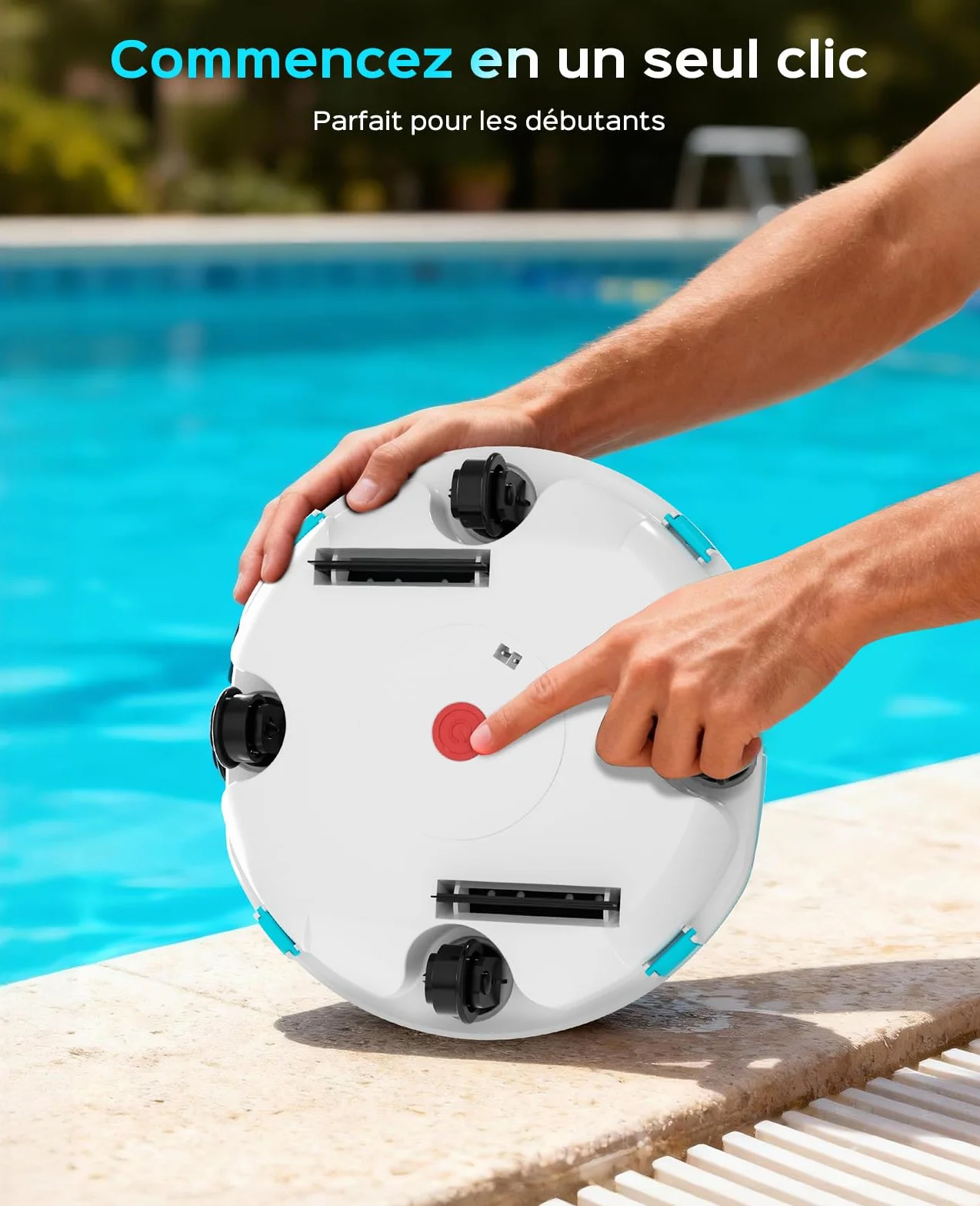 Winny 200 Robot Piscine Aspirateur sans Fil Batterie 75 Min Piscines Hors-Sol 60m² Double Filtration