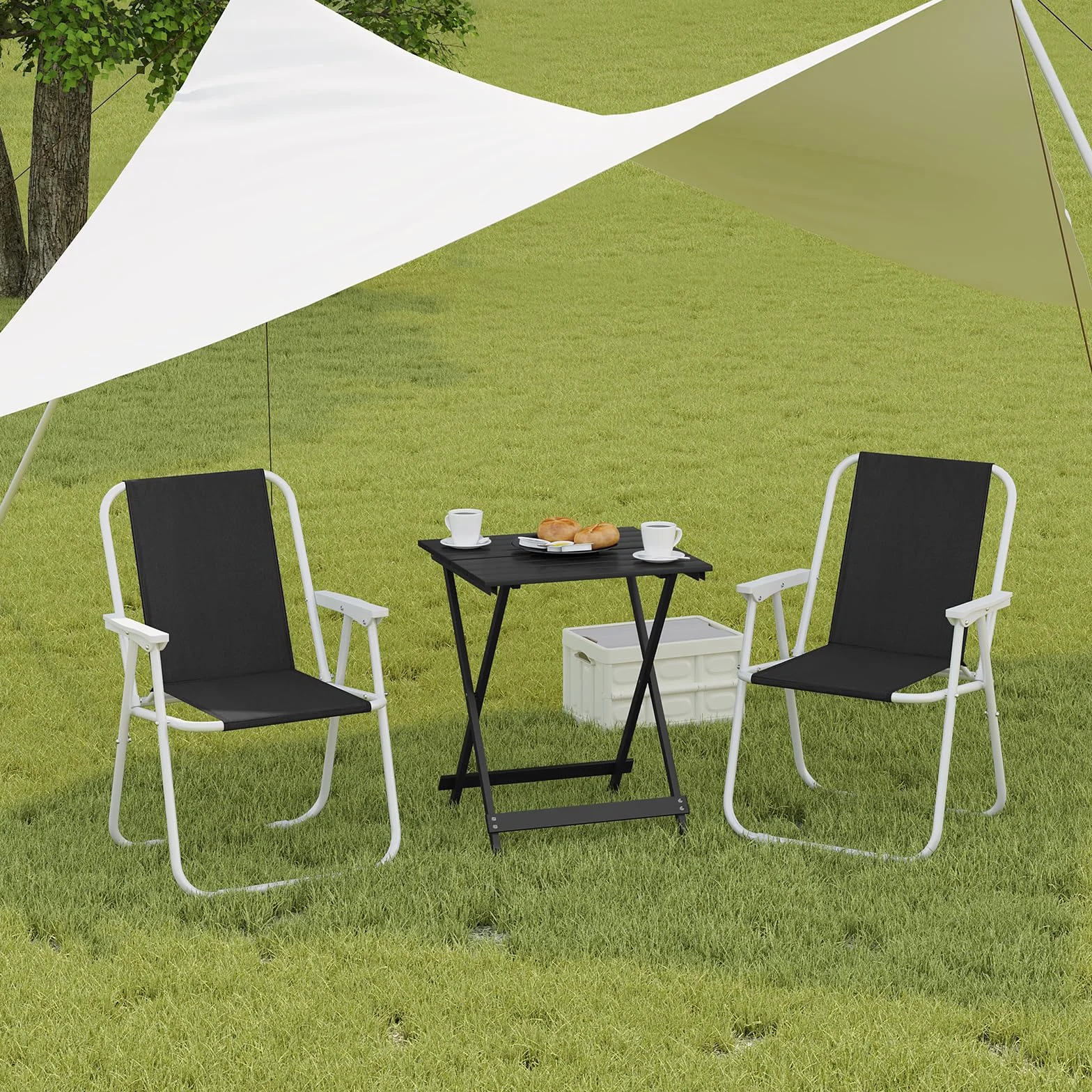 WOLTU Table de Camping en Aluminium Pliante 50,5x47x59,5cm Noir