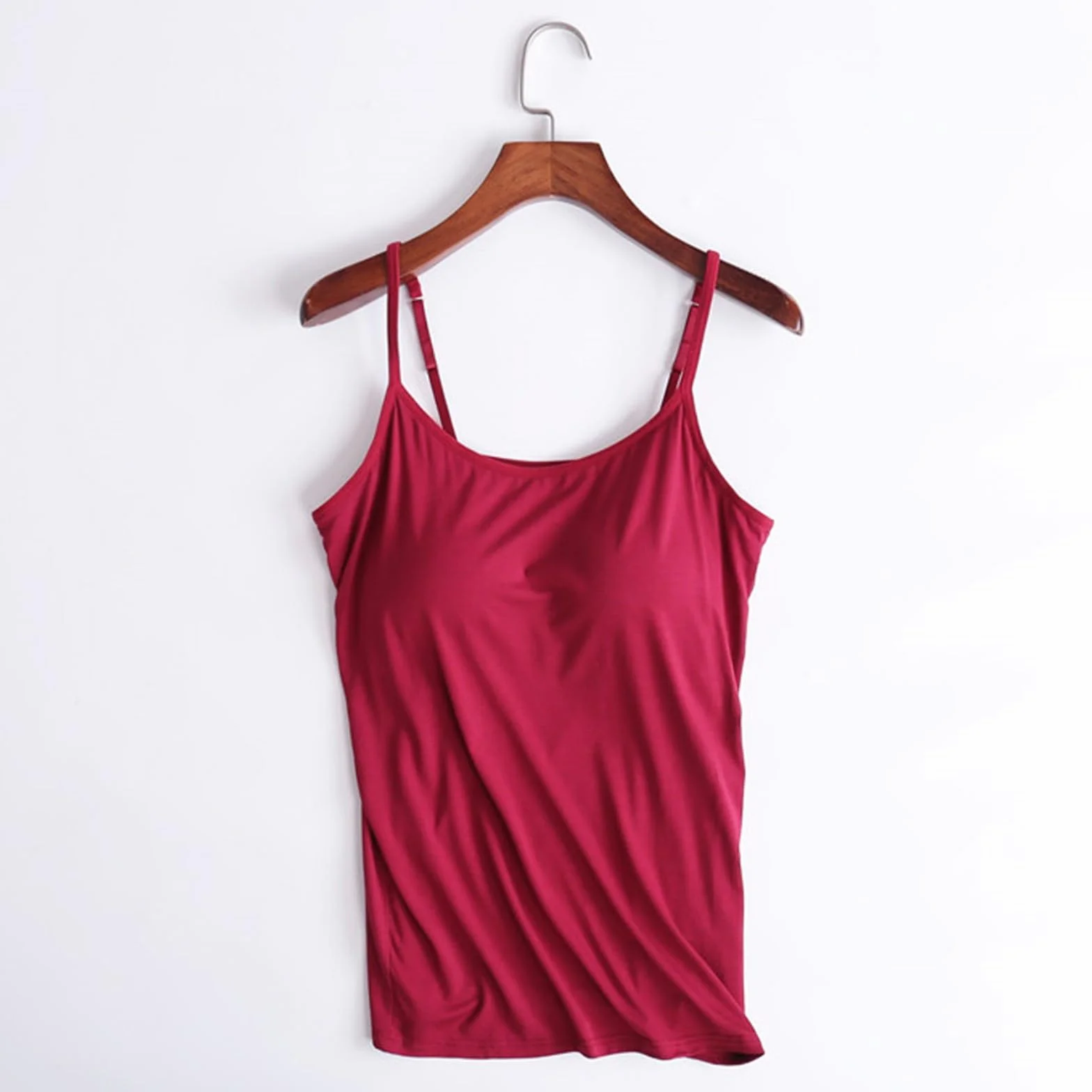 Top avec Soutien Gorge Intégré, Femme débardeur avec Soutien Gorge Bretelles Fines Rembourré Camisole Tanks Camisole Intégré Soutien-Gorge RéGlables Spaghetti Débardeurs Confortable