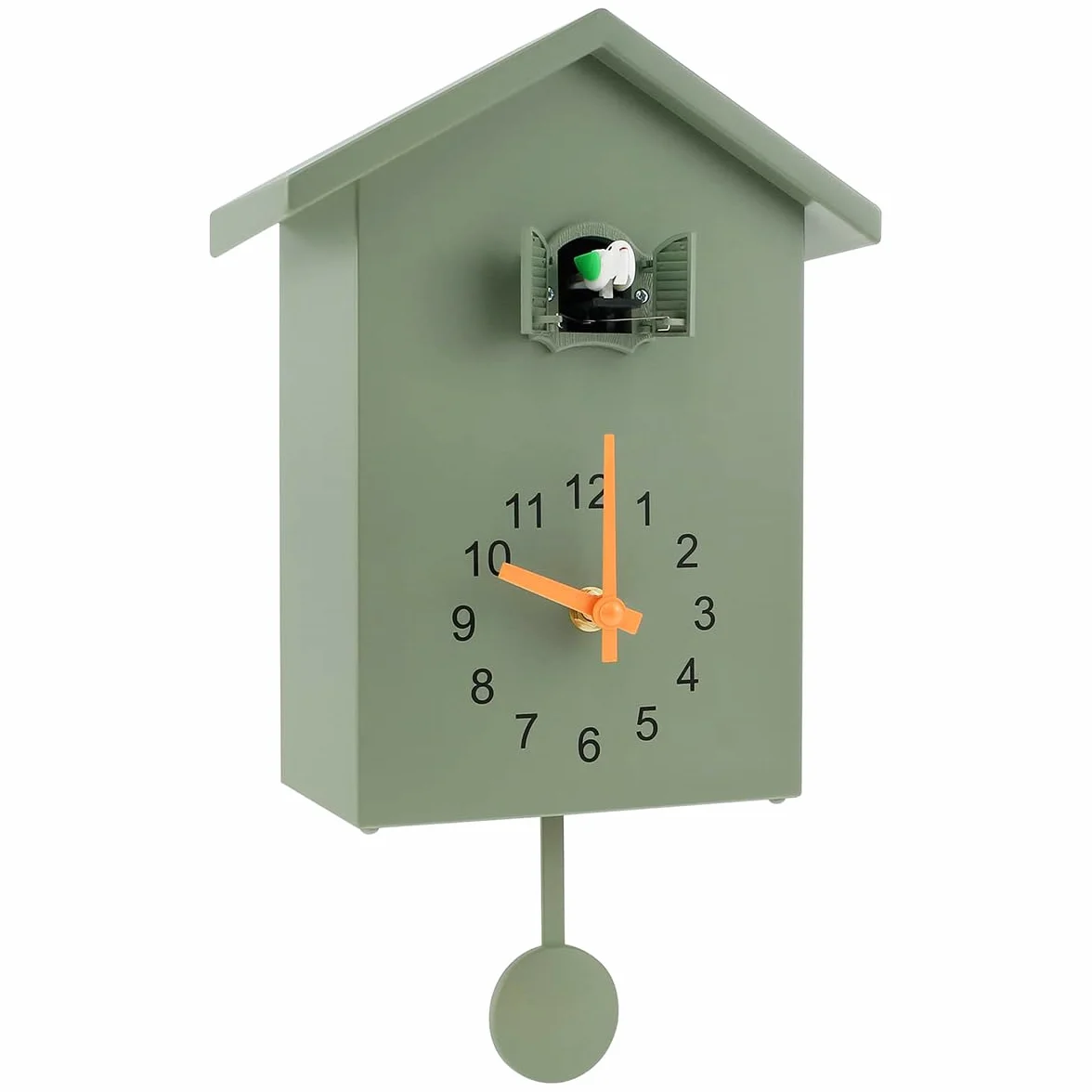 Sarini Horloge à Coucou Moderne Design Minimaliste Son de Coucou Art Mural Pendule Style Nichoir pour Salon Cuisine Bureau