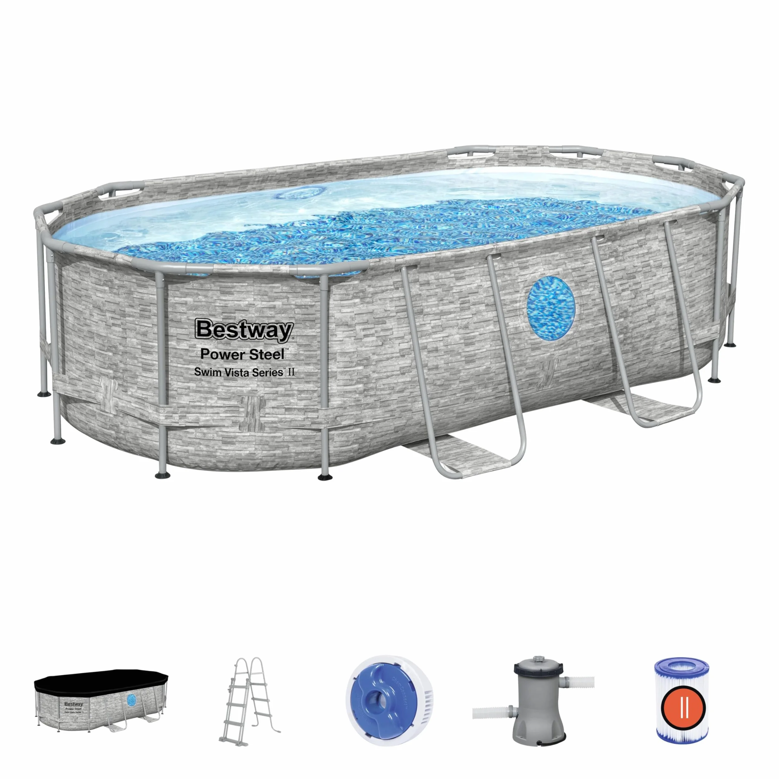 BESTWAY Power Steel SwimVista Oval Frame Pool 427 x 250 x 100 cm