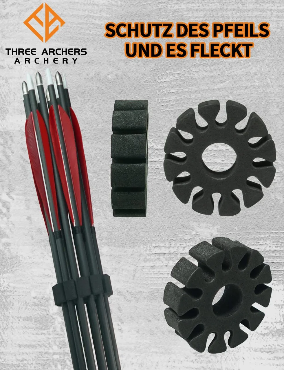 THREE ARCHERS Lot de 8 supports de flèches en EVA - Porte-flèches rond durable en EVA - Accessoires de tir à l'arc et à la chasse