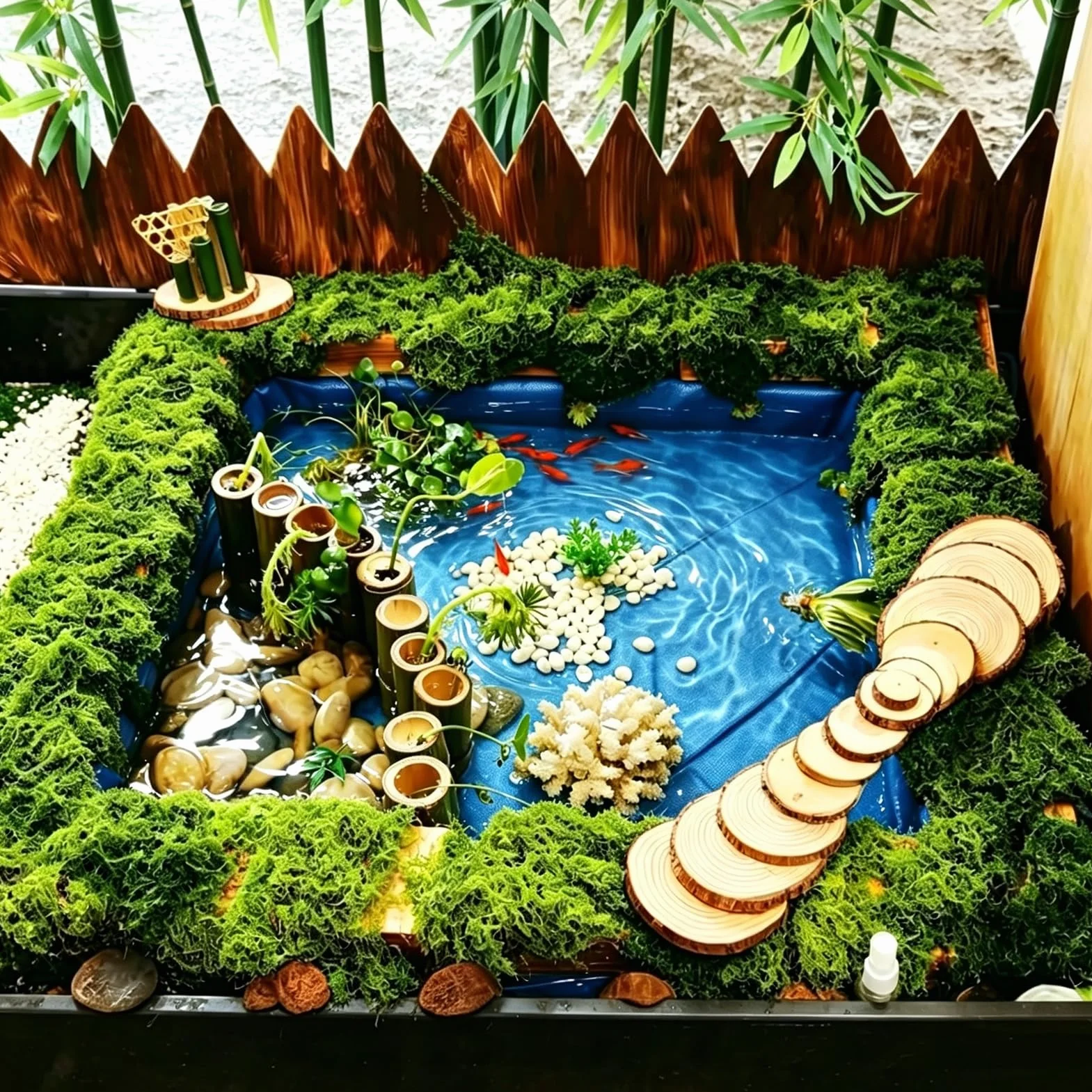 Grand Revêtement D'étang en PEHD Bleu 10x13 Pieds, Membrane Anti-Fuite pour Piscine et Jardins Aquatiques (6x8m)